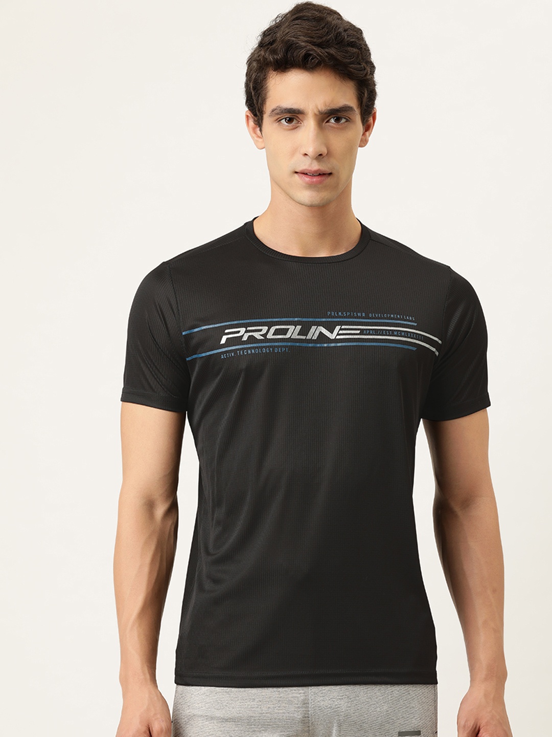 

Proline Active Men Black Printed Round Neck T-shirt