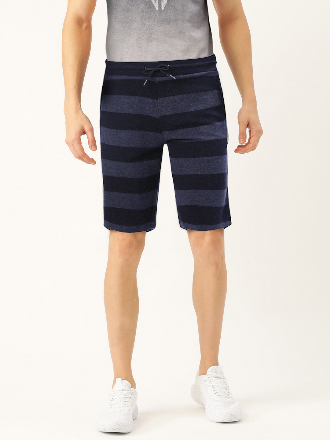 

Proline Active Men Blue Striped Slim Fit Sports Shorts
