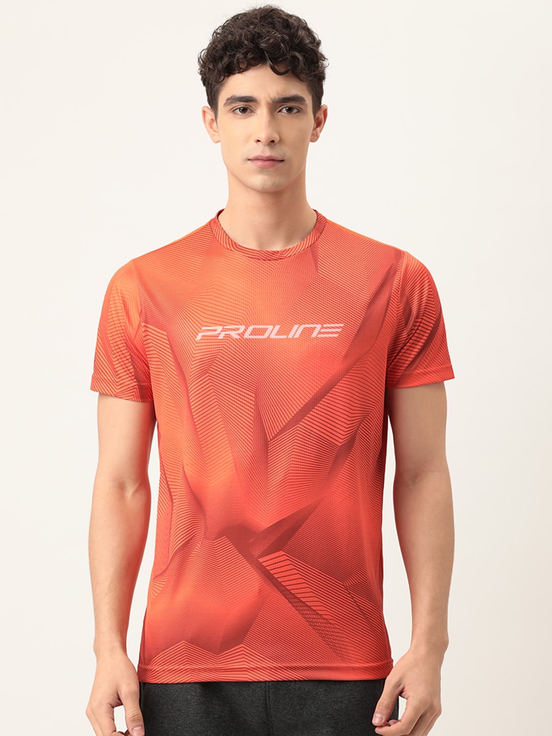 

Proline Active Men Orange Printed T-shirt