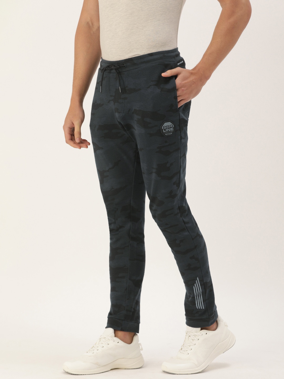 

Proline Active Men's Navy Blue and Black Camouflage Printed Track Pants