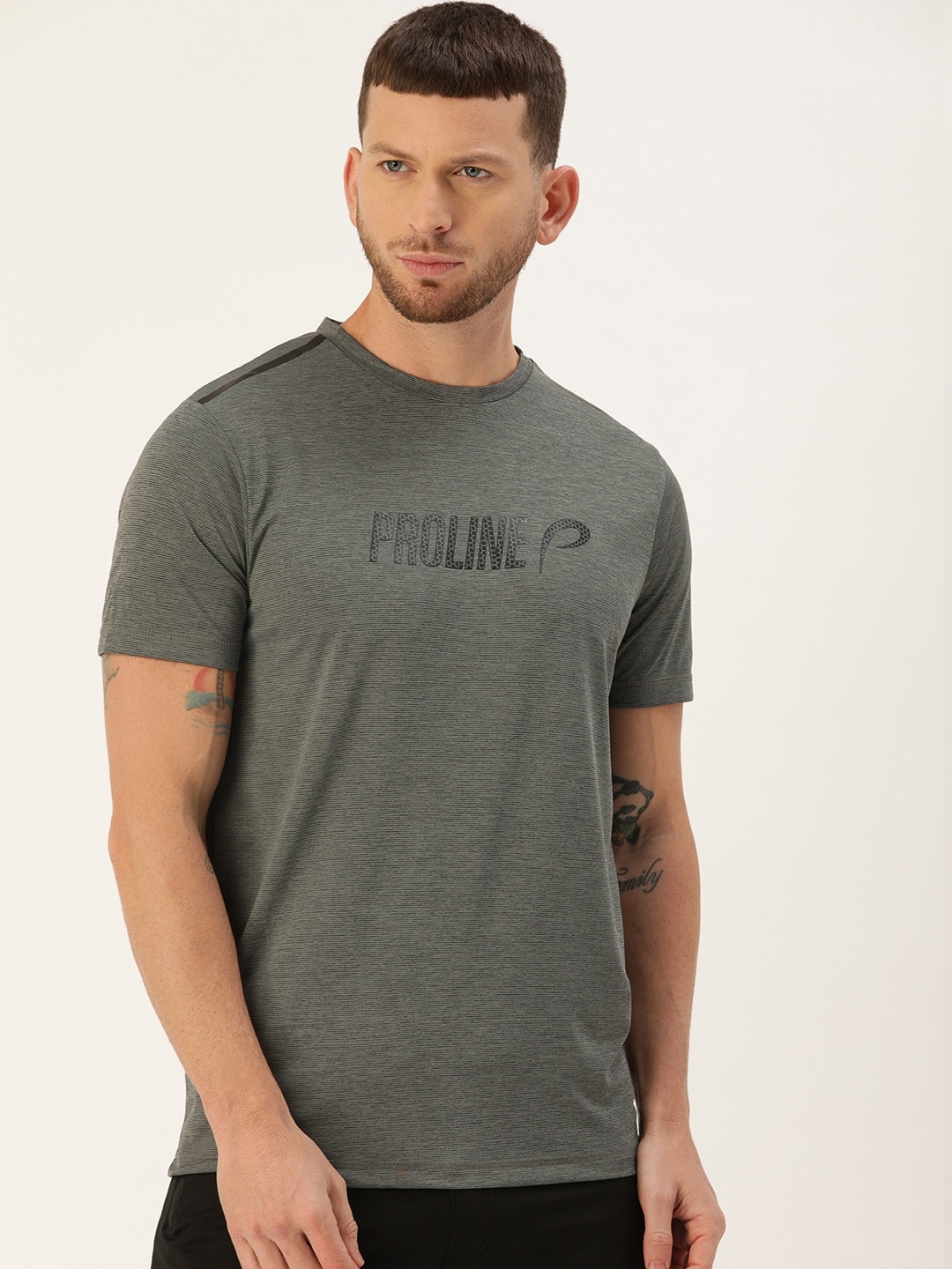 

Proline Active Men Grey Printed Round Neck T-shirt