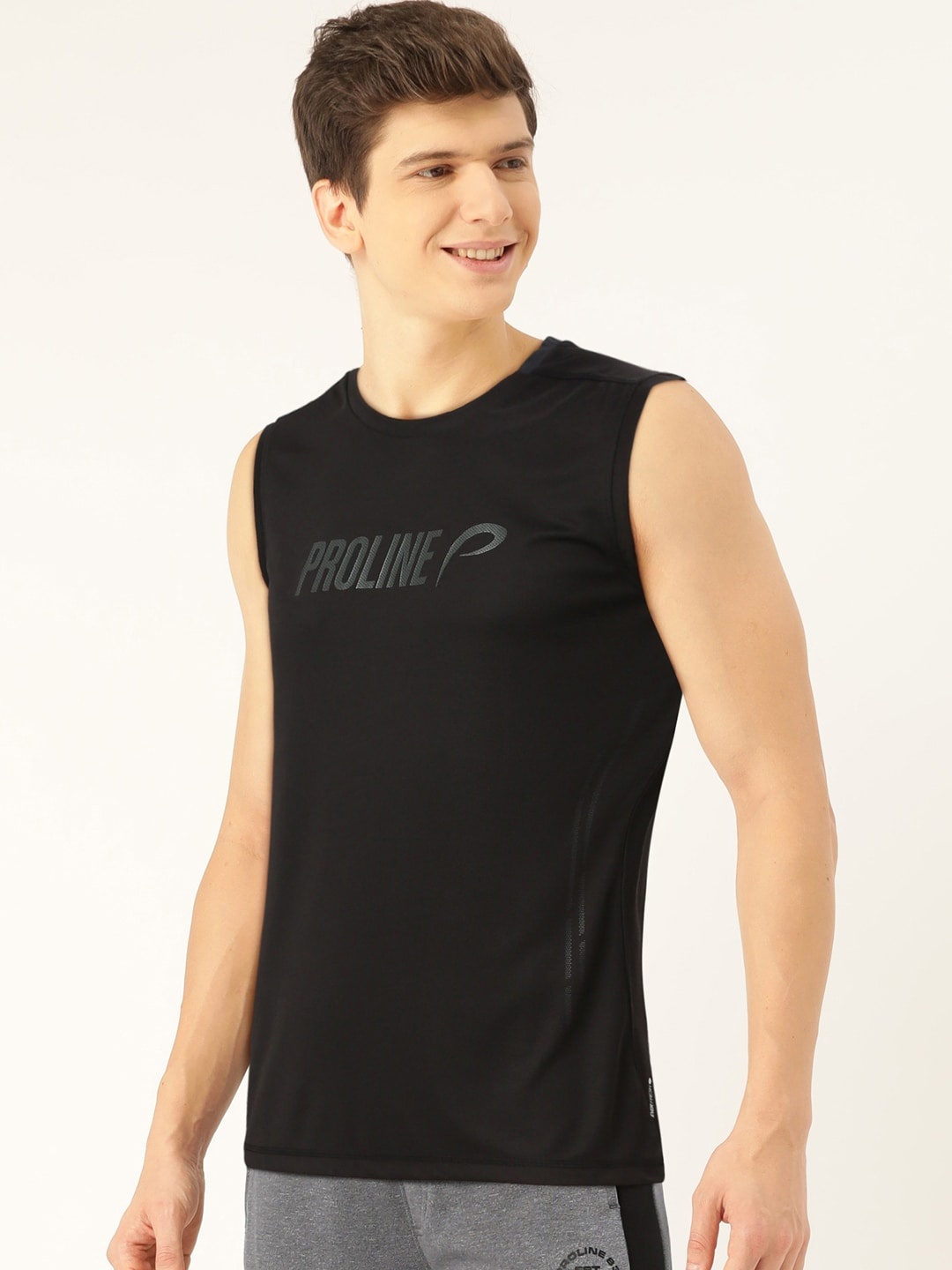 

Proline Active Men Black Printed Round Neck Tank Top