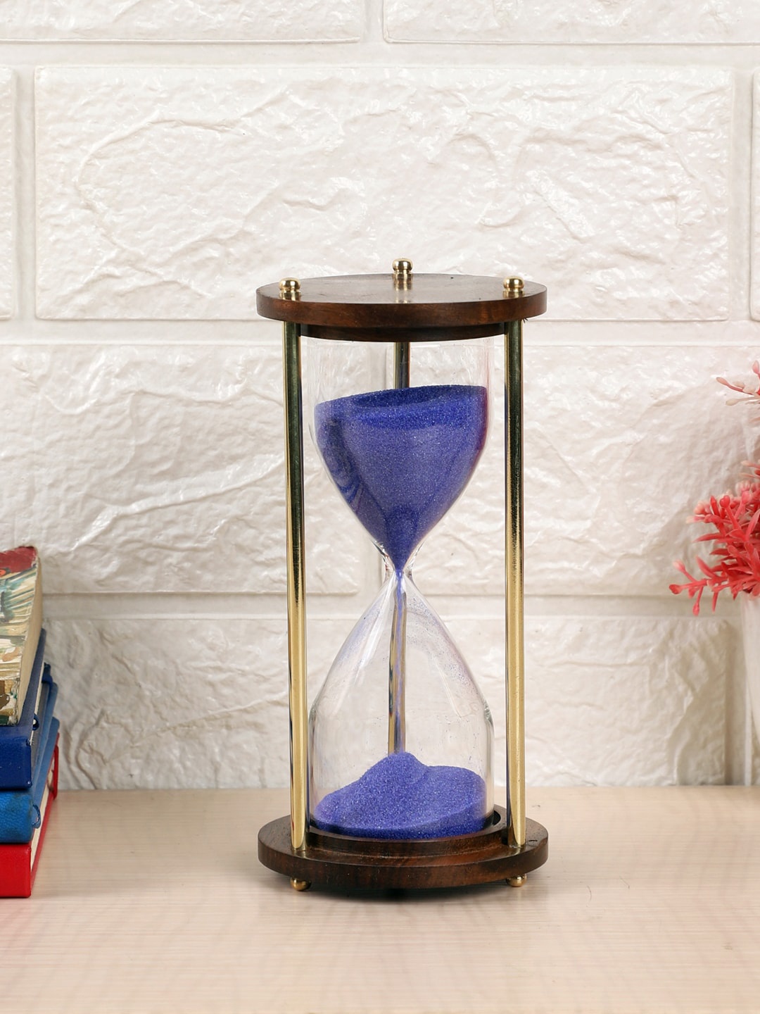 

EXIM DECOR Gold Toned & Purple Sand Timer Showpiece