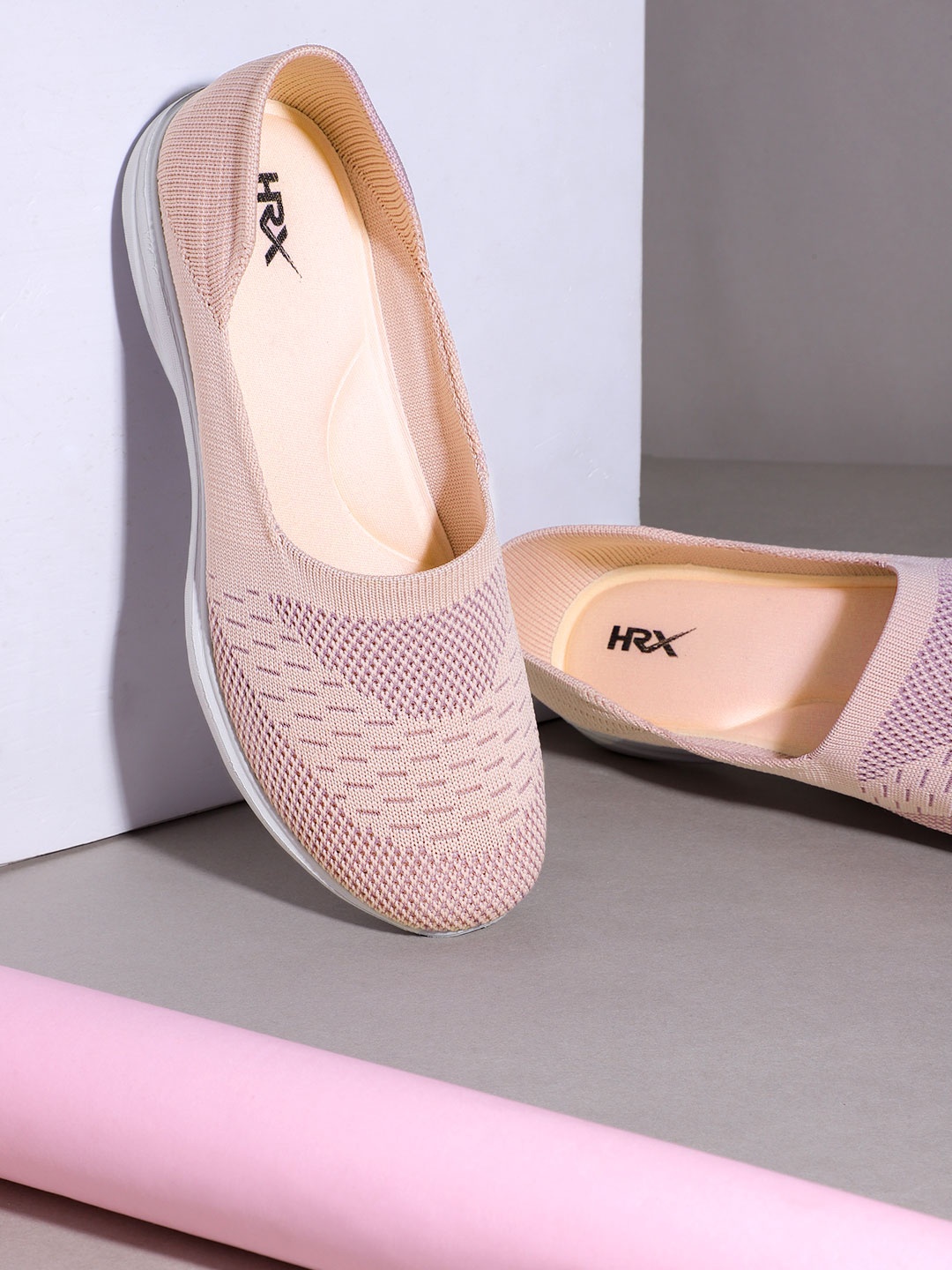 

HRX by Hrithik Roshan Women Peach-Coloured Woven Design Soft Walk Ballerina Shoes