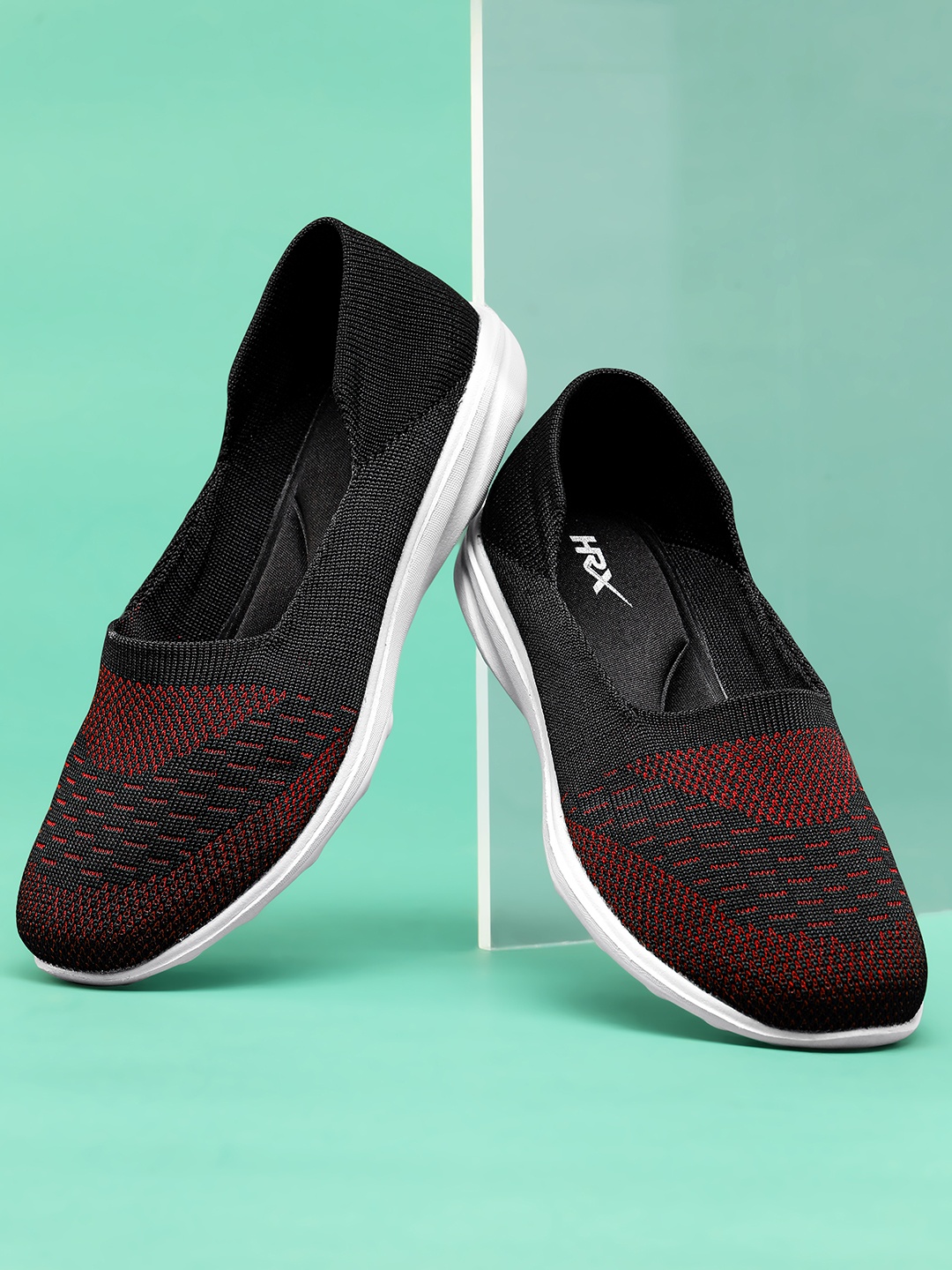 

HRX by Hrithik Roshan Women Black & Maroon Woven Design Soft Walk Ballerina Shoes, Blue
