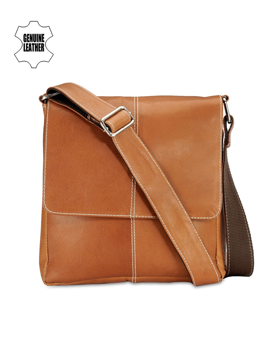 

TKWD Leathers Unisex Tan Brown Genuine Leather Messenger Bag