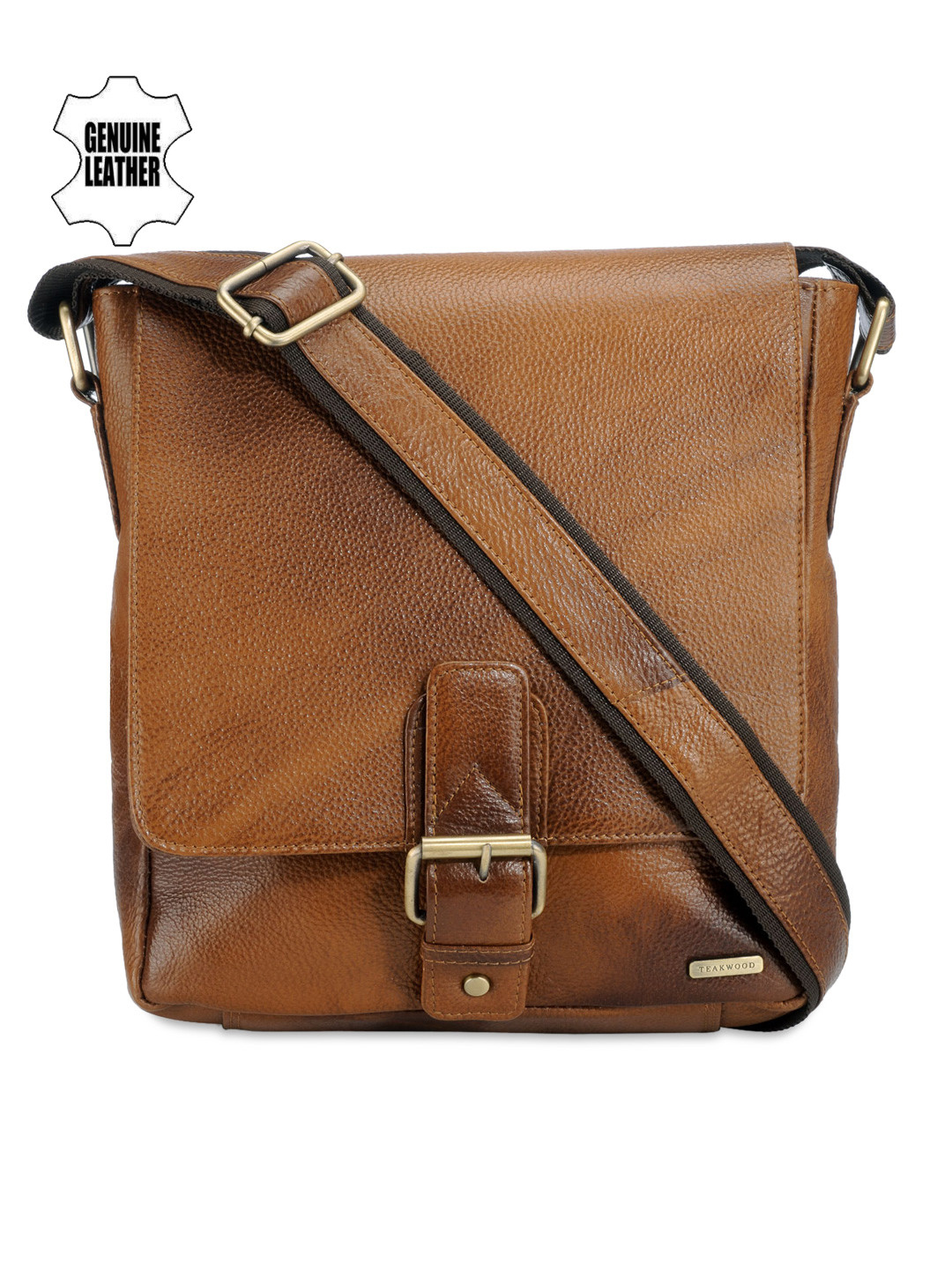 

TKWD Leathers Unisex Tan Brown Genuine Leather Messenger Bag