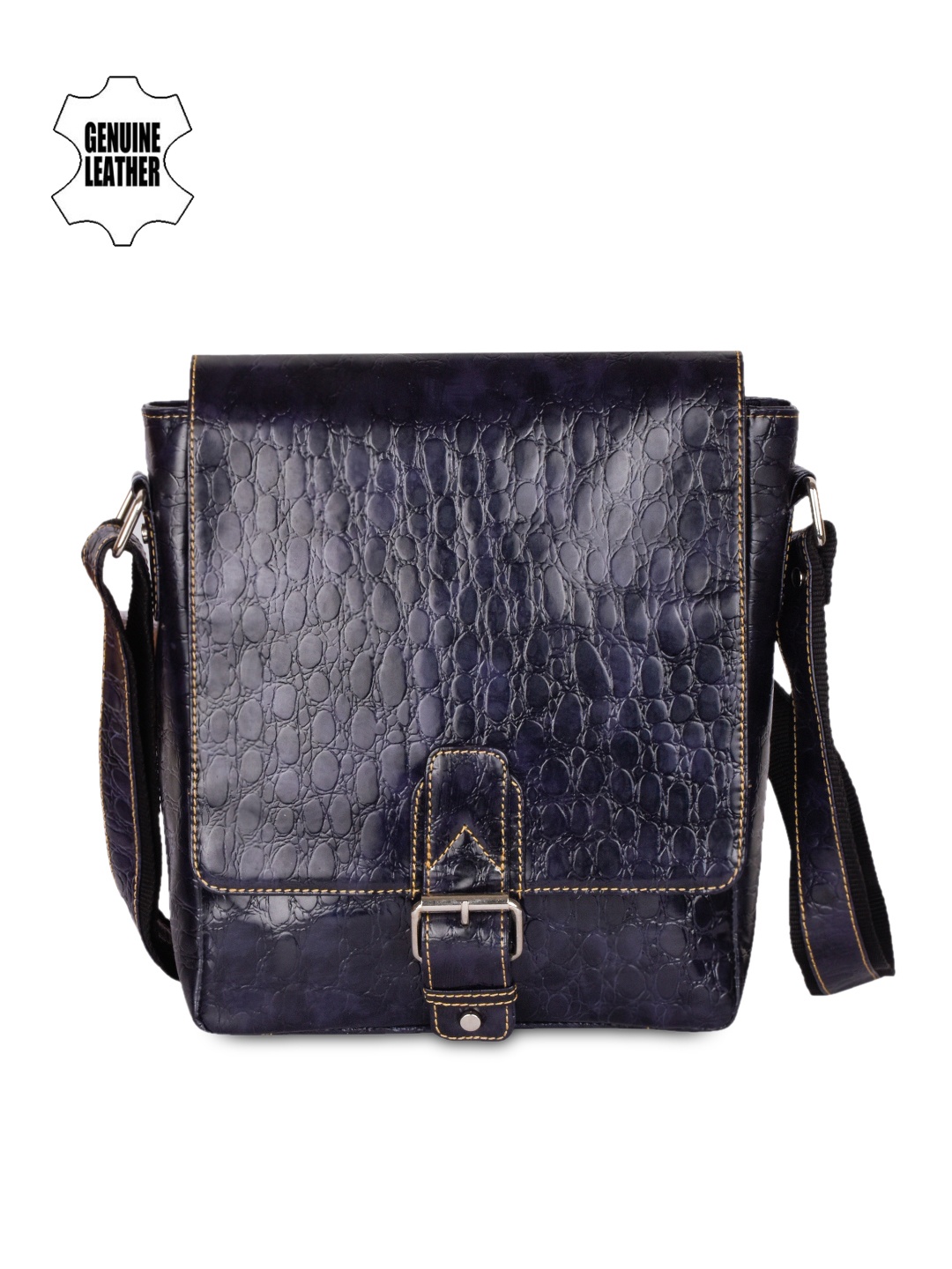 

TKWD Leathers Unisex Navy Genuine Leather Messenger Bag, Navy blue
