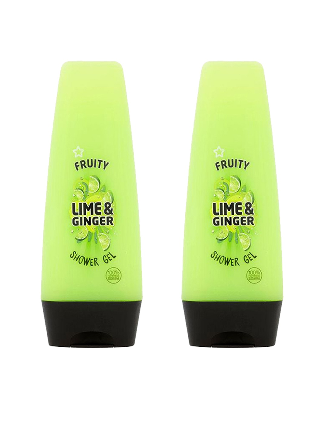 

Superdrug Fruity Set of 2 Lime & Ginger Shower Gel, Green