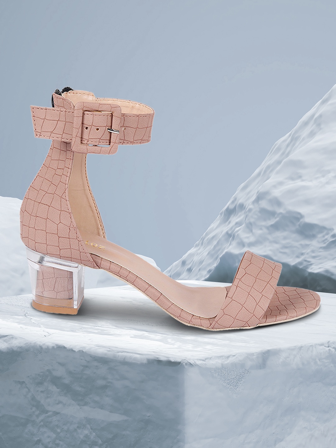 

ZAPATOZ Women Pink Printed Block Heels
