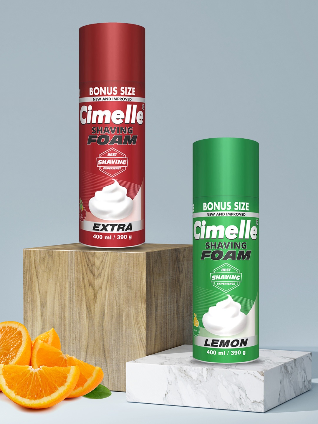 

CIMELLE Combo of 2 Extra & Lemon Shaving Foam - 400 ml each, Maroon