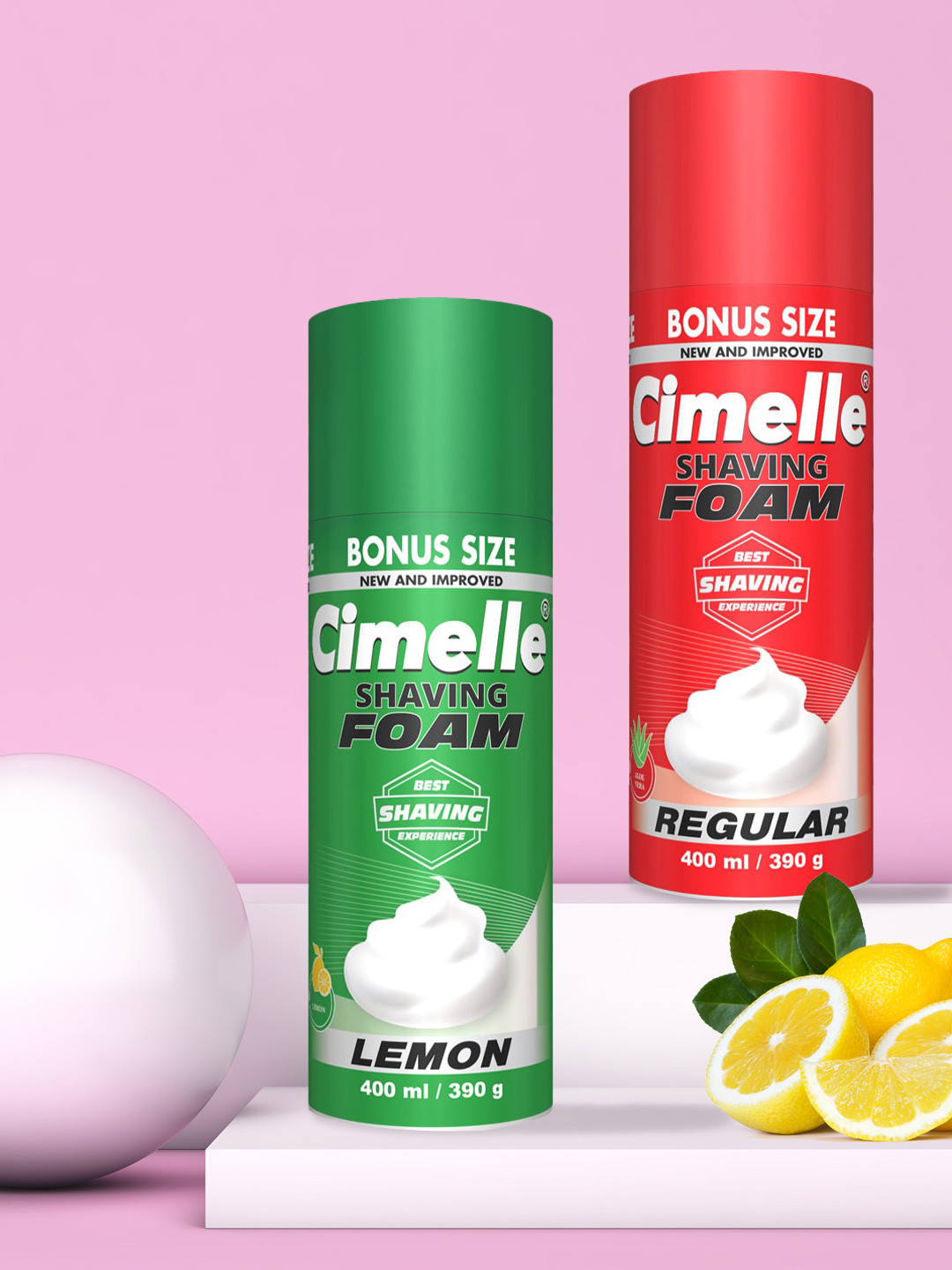 

CIMELLE Set Of 2 Regular & Lemon Shaving Foam 500ml Each, Red