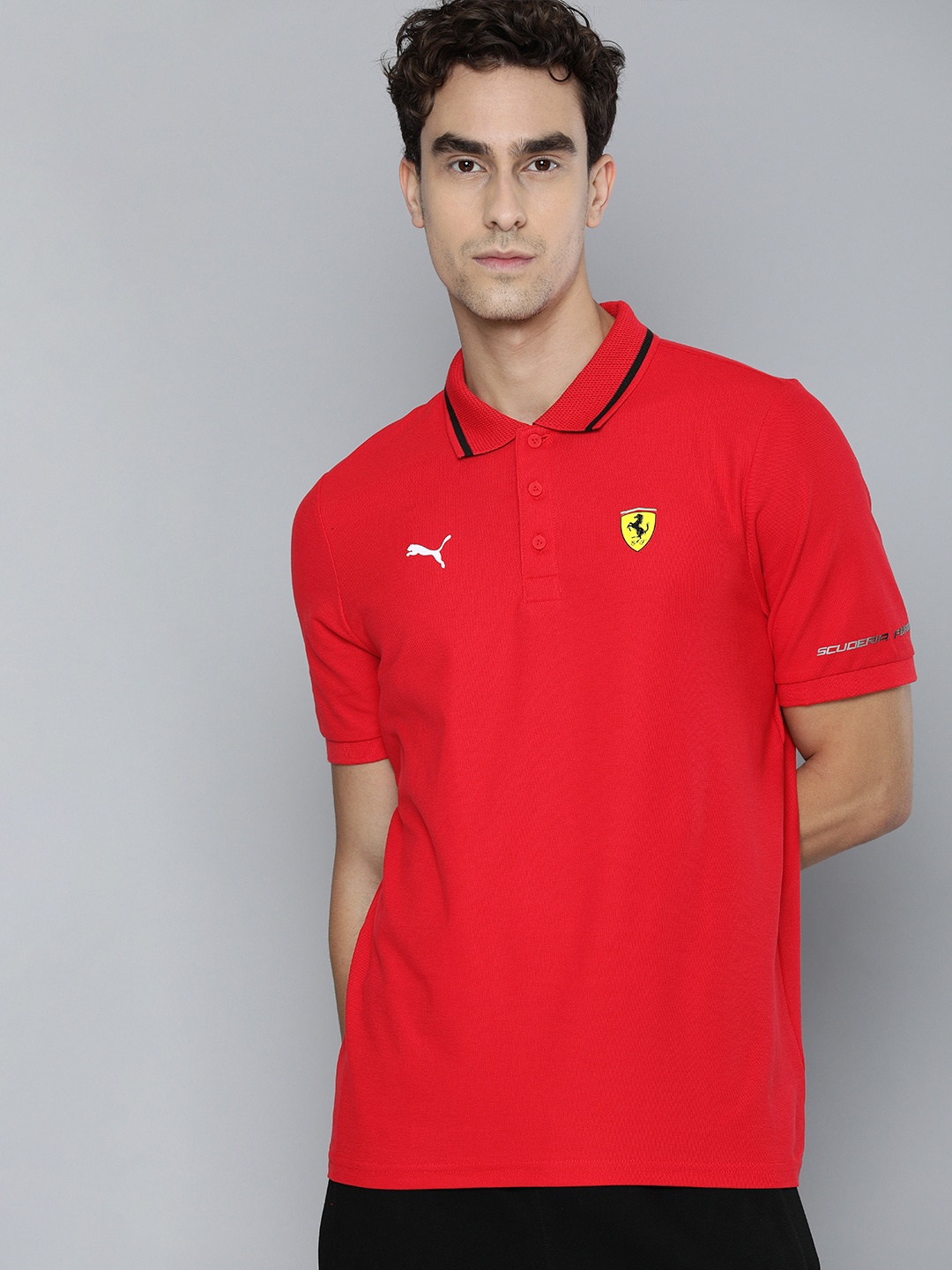 

PUMA Motorsport Men Red Solid Ferrari Race Polo Collar Motorsports T-shirt