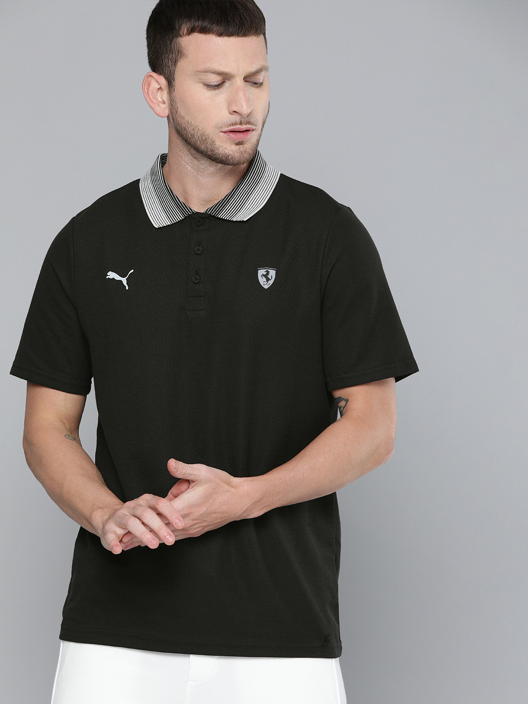

PUMA Motorsport Men Black Solid Ferrari Style Gradient Polo Collar MSP T-shirt