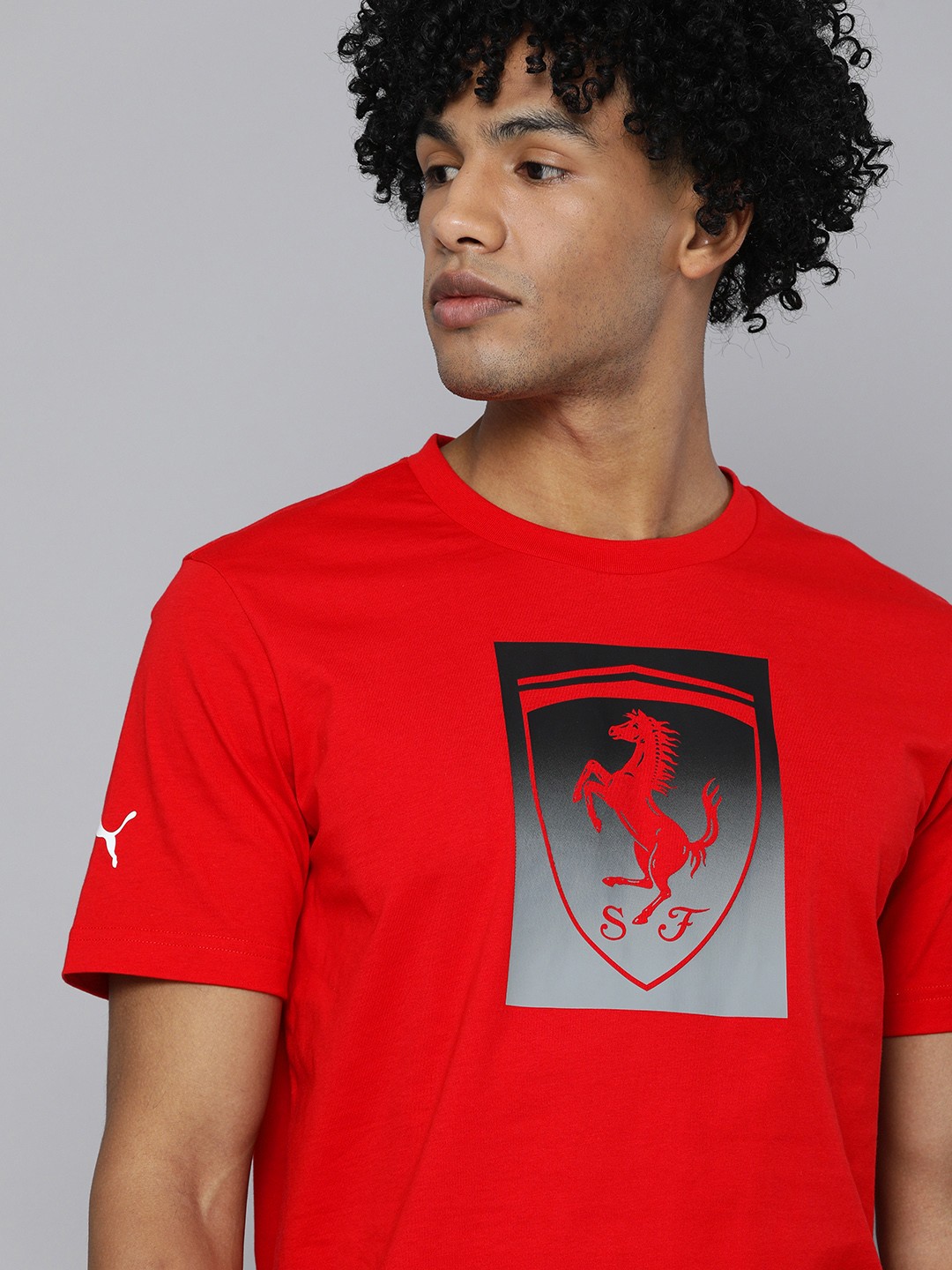 

PUMA Motorsport Men Red Printed Ferrari Race Big Shield Round Neck Pure Cotton Motorsports T-shirt