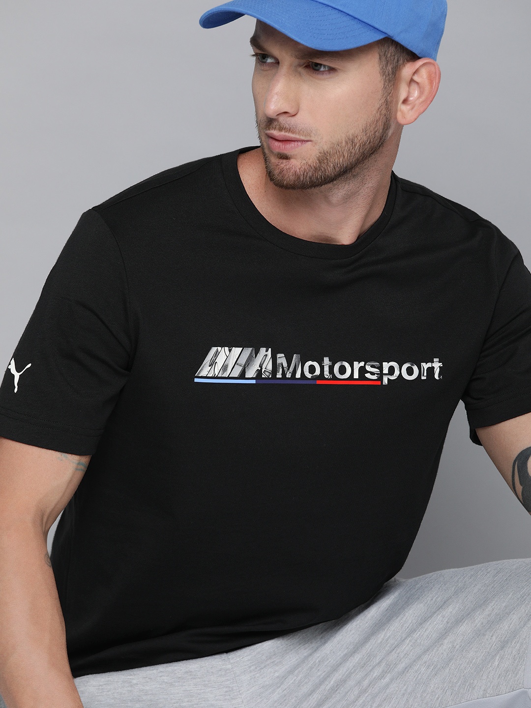 

PUMA Motorsport Men Black BMW MMS Logo Motorsport T-shirt Printed Round Neck Pure Cotton Motorsport T-shirt