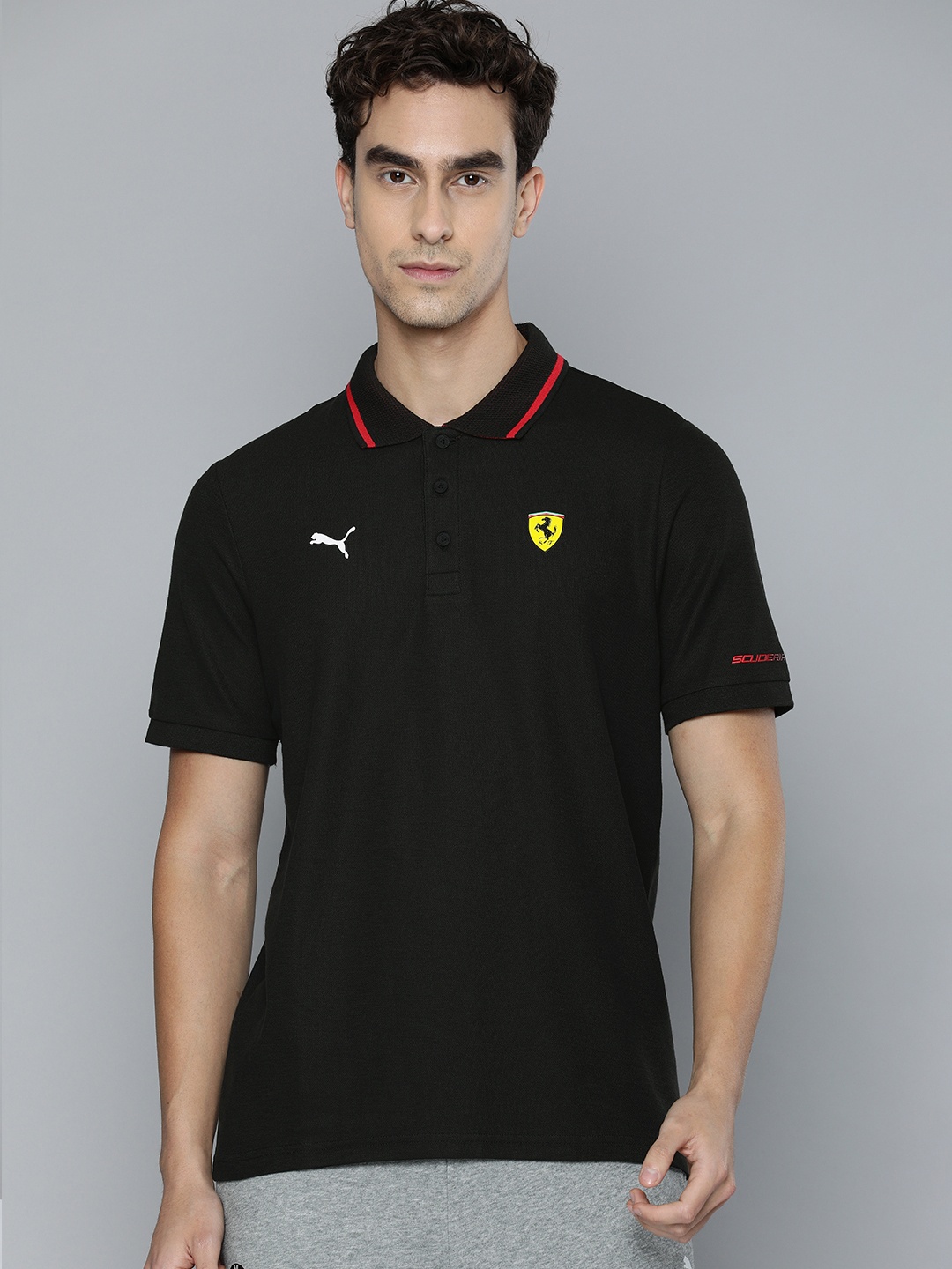 

PUMA Motorsport Men Black Printed Ferrari Race Polo Collar Motorsports T-shirt