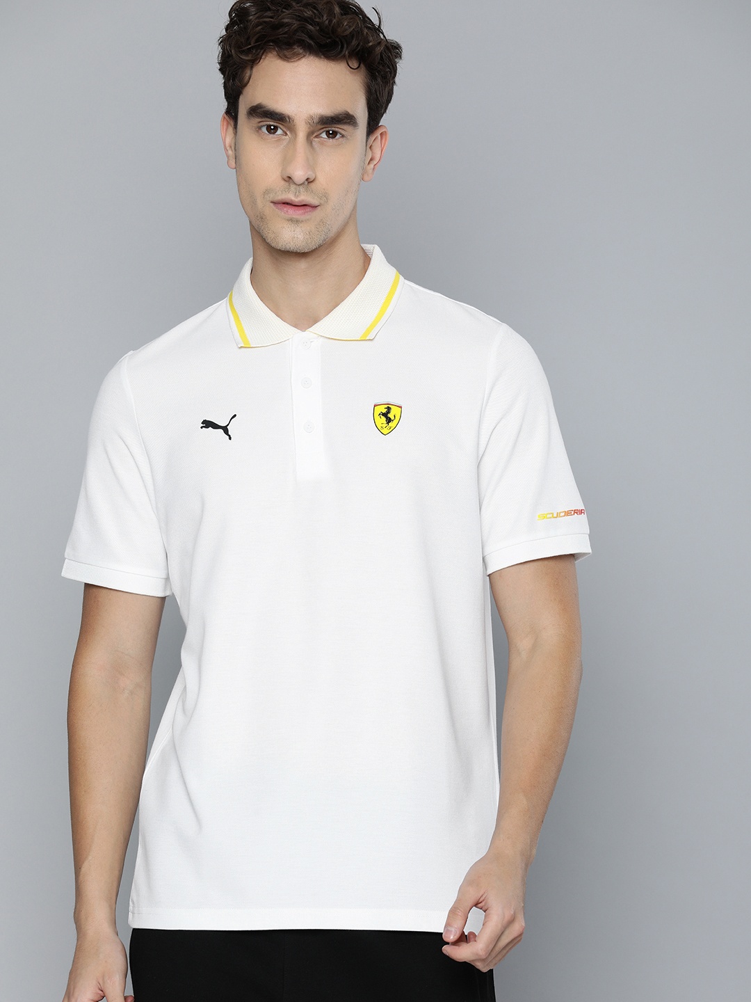 

PUMA Motorsport Men White Solid Ferrari Race Polo Collar Motorsport T-shirt