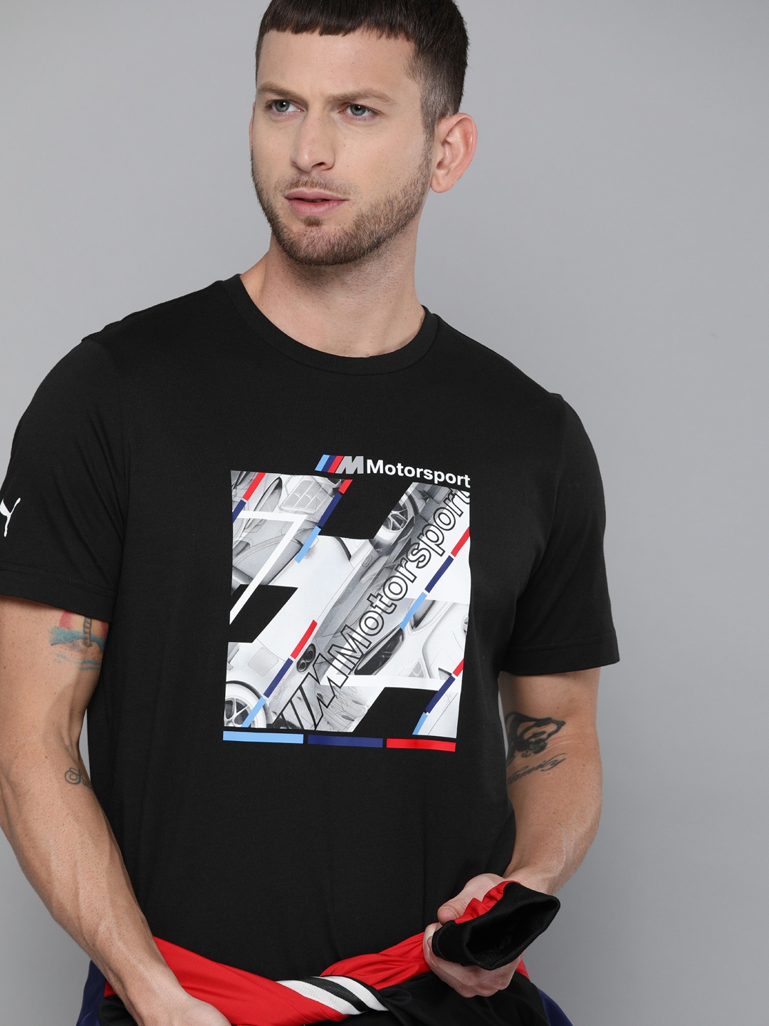 

PUMA Motorsport Men Black Printed BMW MMS Graphic Round Neck Pure Cotton Motorsport T-shirt