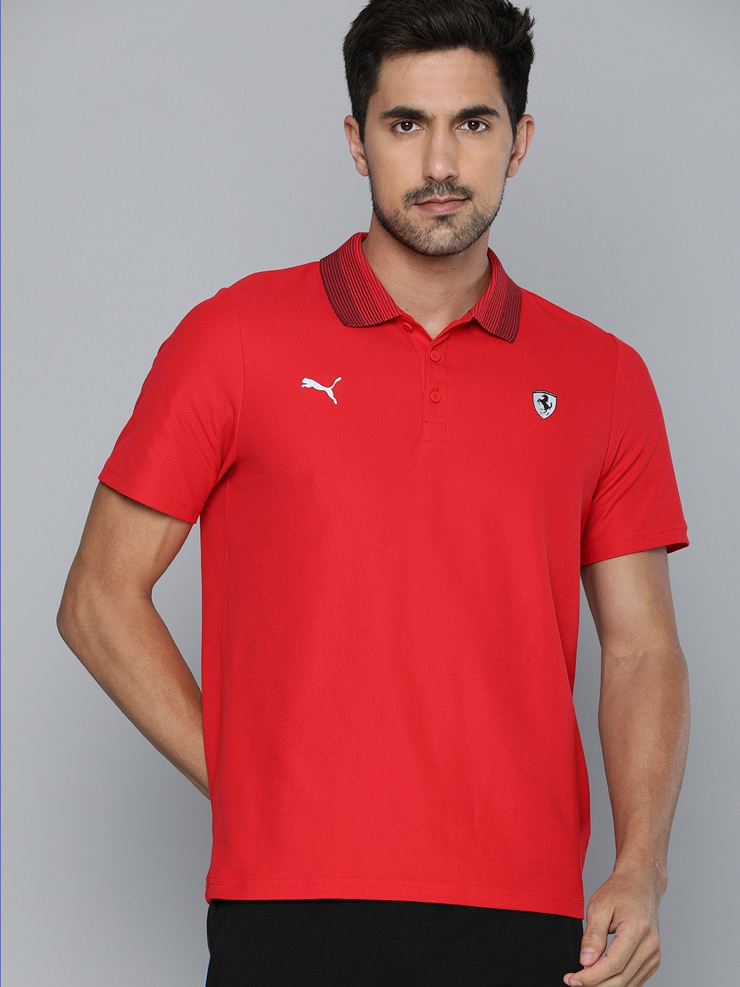 

PUMA Motorsport Men Red Solid Ferrari Style GradientPolo Collar MSP T-shirt