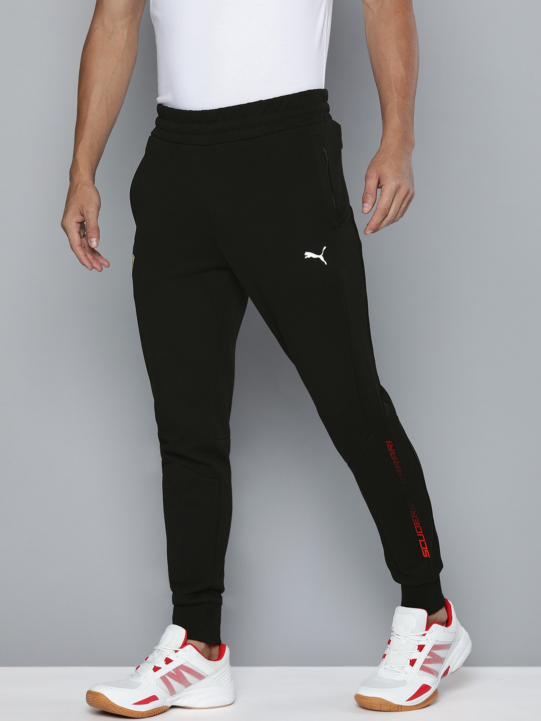 

PUMA Motorsport Men Black Solid Ferrari Race Motorsports Joggers With Printed Detailing