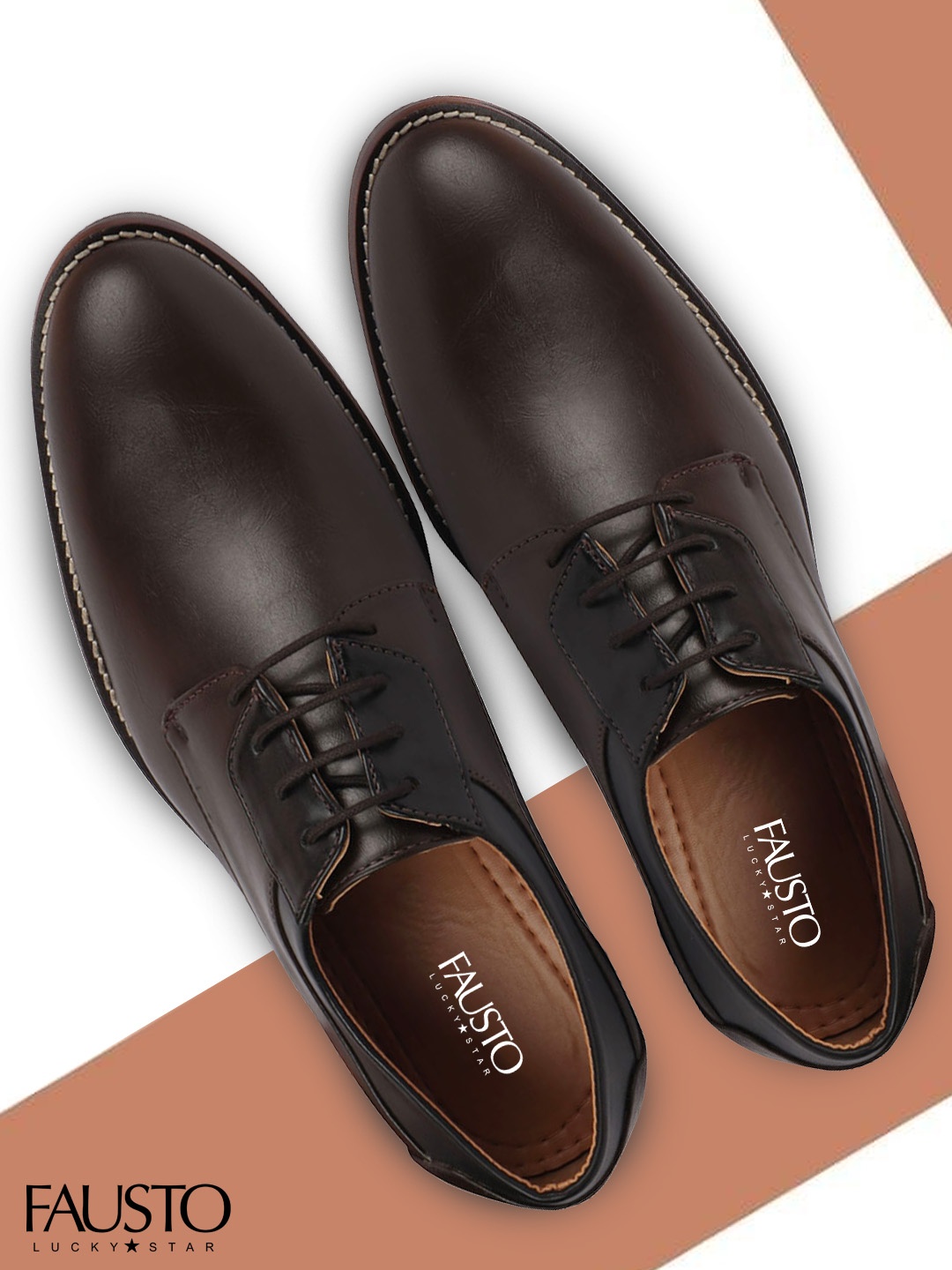 

FAUSTO Men Brown Solid Formal Oxfords