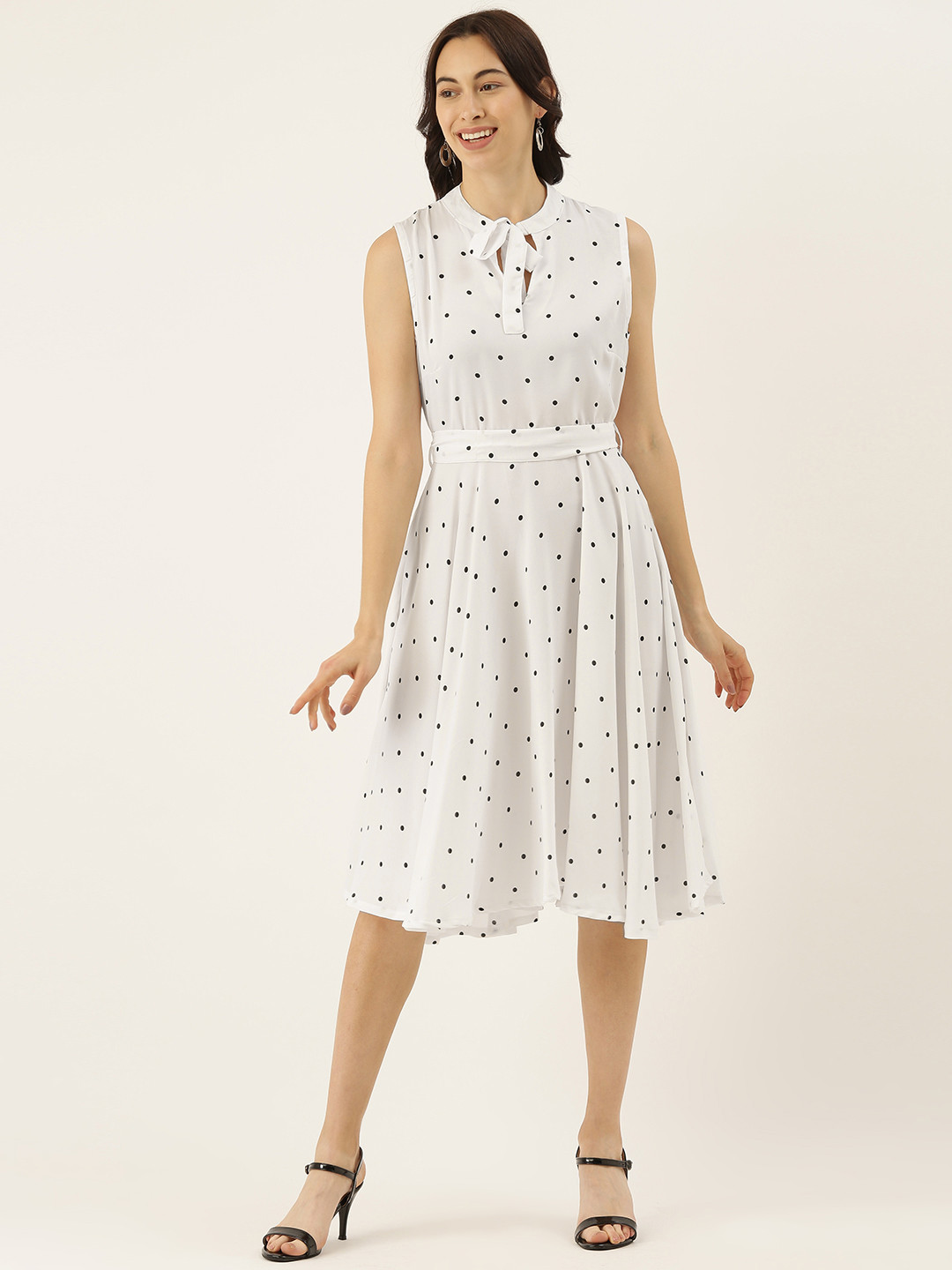 

Campus Sutra Women White Printed Fit and Flare Dress