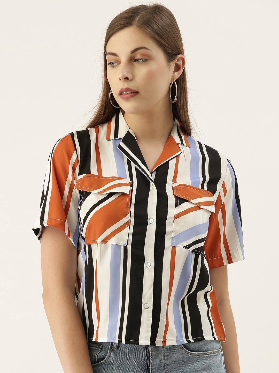 

Campus Sutra Women Multicoloured Striped Regular Fit Casual Shirt, Multi