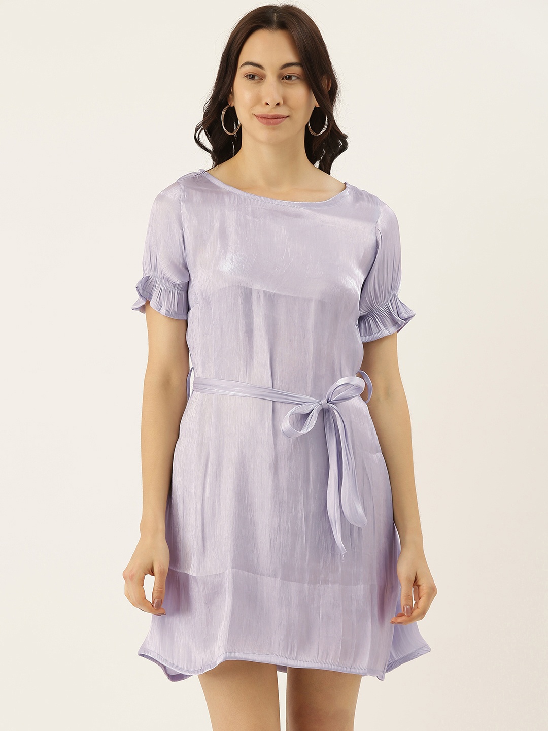 

Campus Sutra Women Lavender Solid Fit and Flare Dress