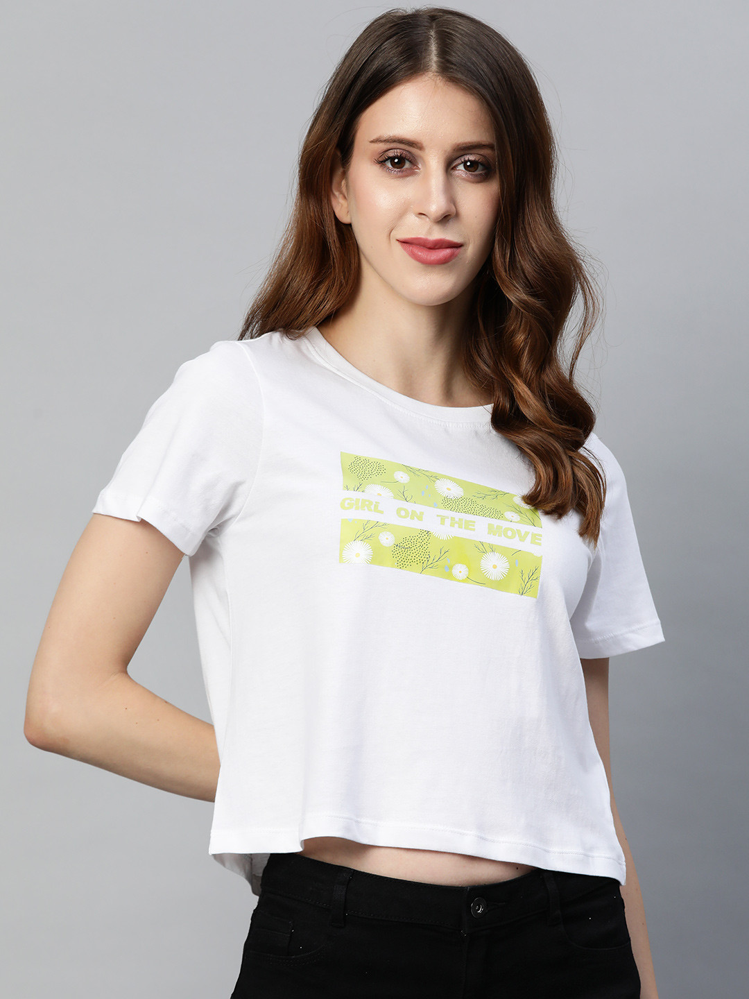 

Metronaut Women White & Yellow Pure Cotton Printed T-shirt