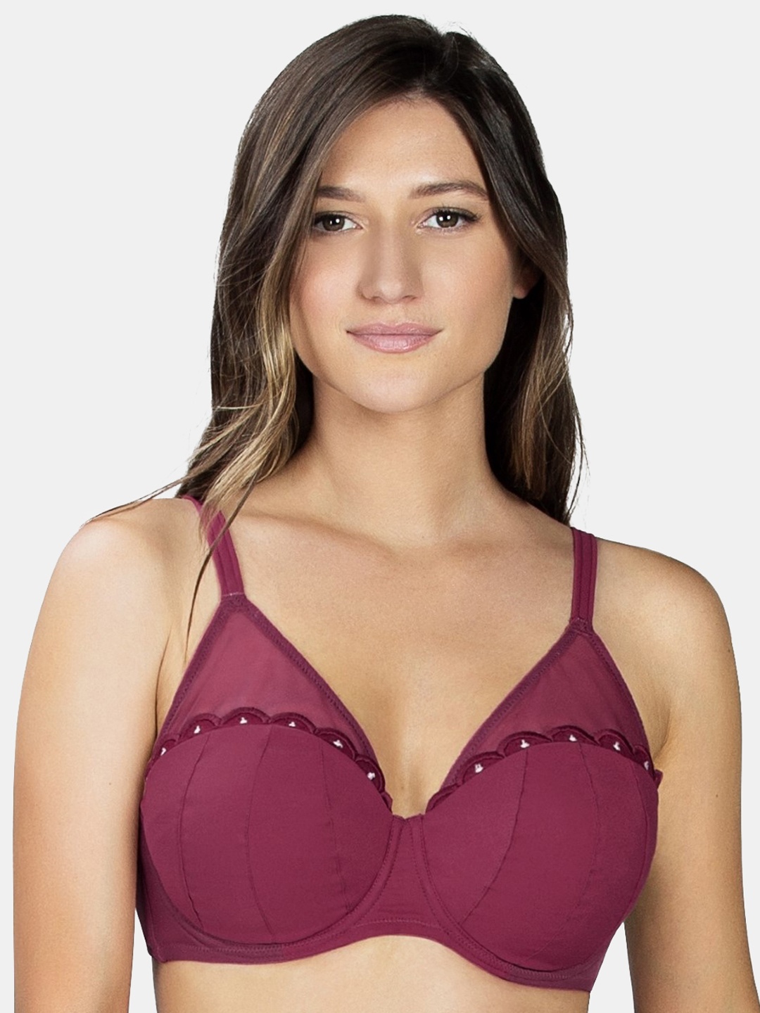 

PARFAIT Plus Size Burgundy Solid Underwired Lightly Padded Everyday Bra A1612