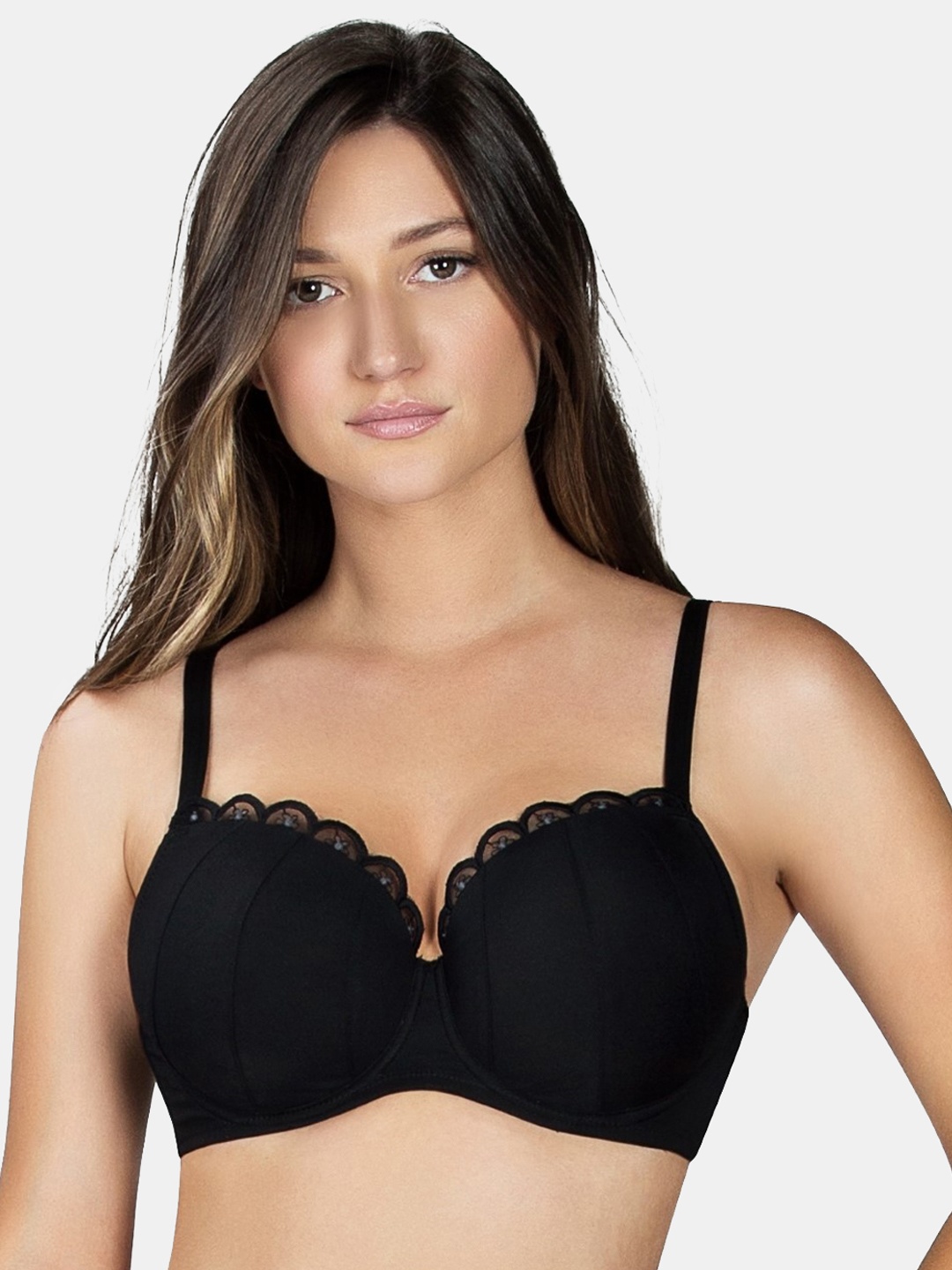 PARFAIT Plus Size Black Solid Underwired Lightly Padded Everyday Bra A1611