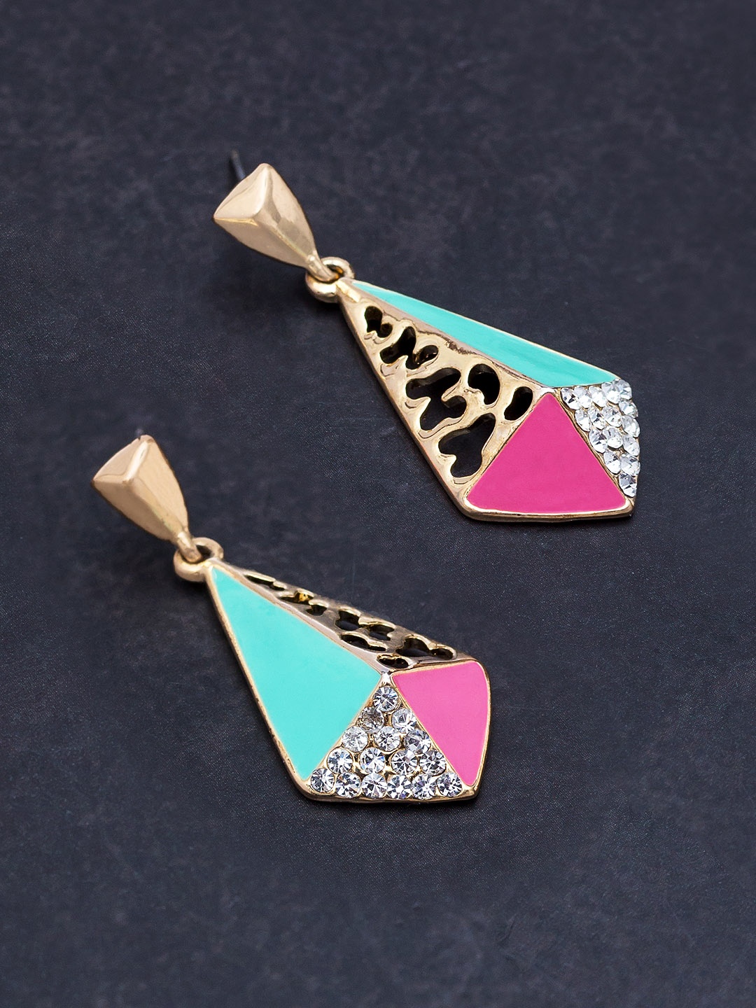 

Golden Peacock Multicoloured Contemporary Drop Earrings, Multi