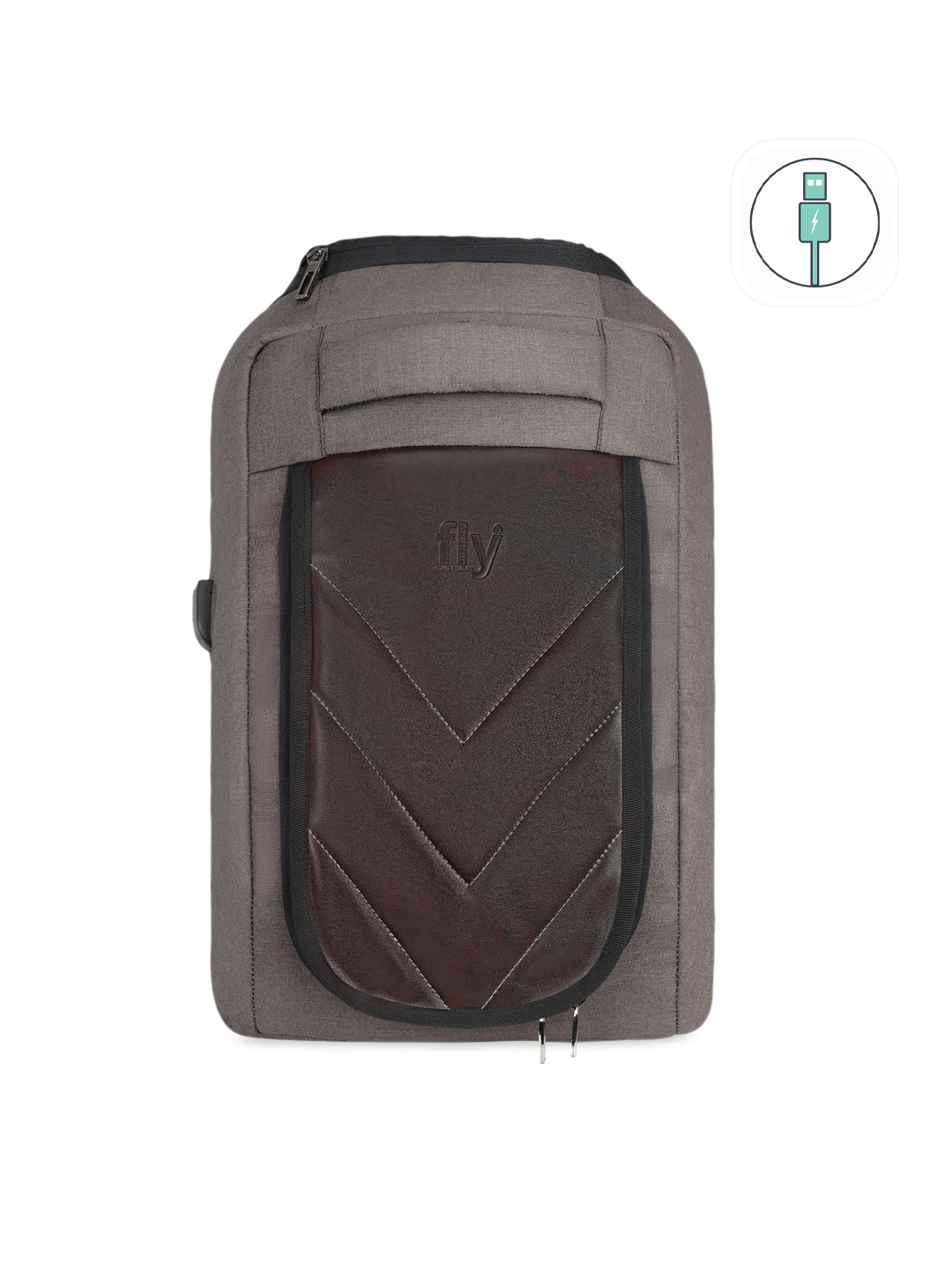 

Fly Fashion Unisex Charcoal & Brown Colourblocked Backpack