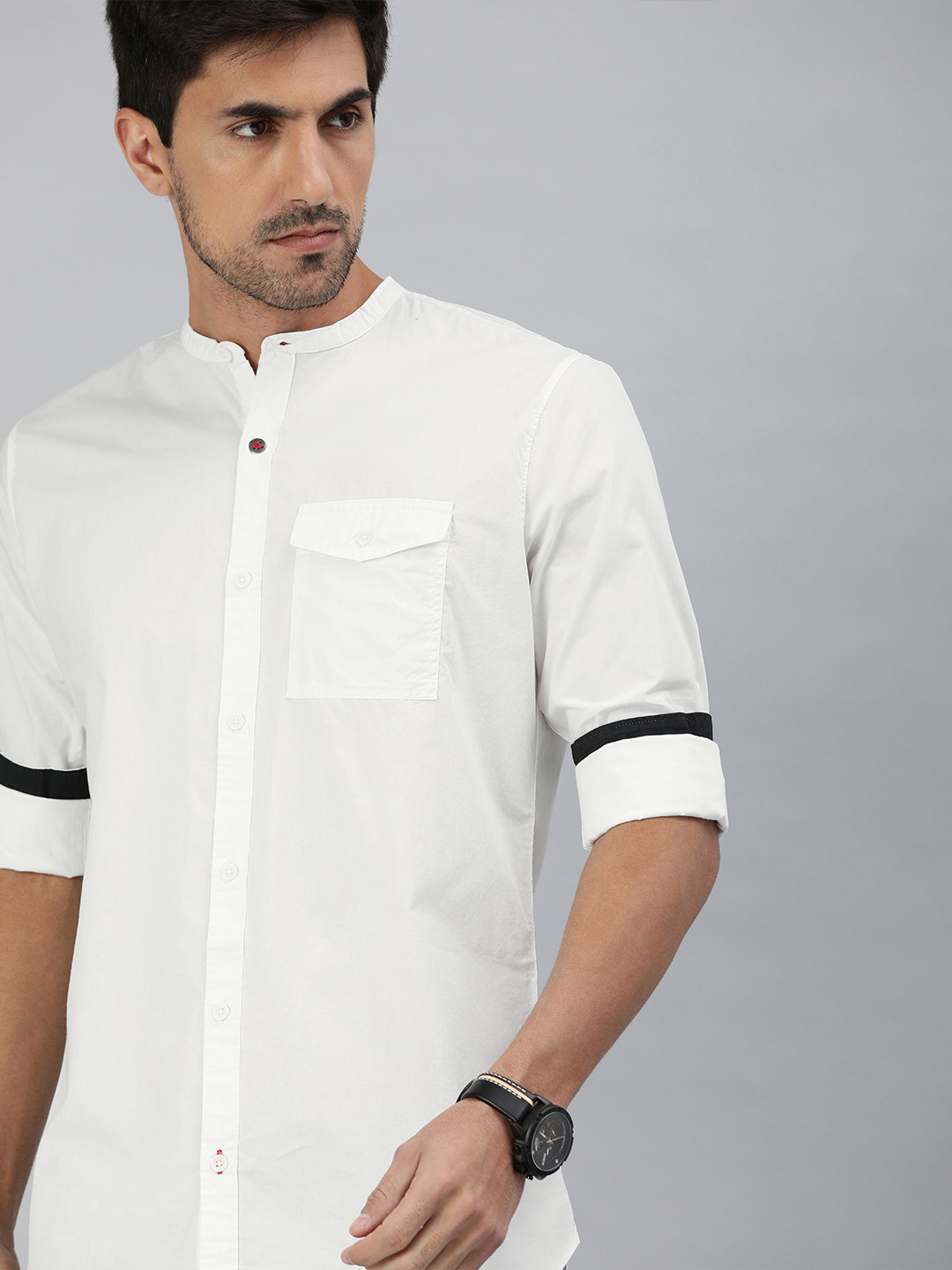 

WROGN Men White Slim Fit Solid Casual Shirt