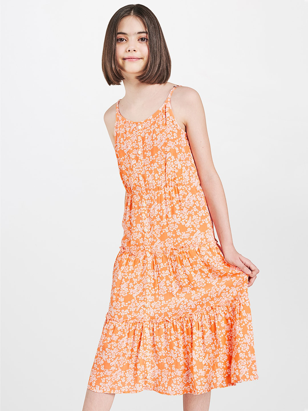 

AND Orange & White Floral Dress