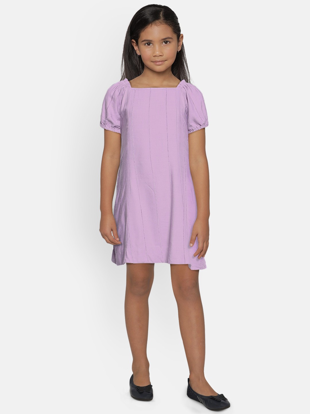 

AND Girls Lavender Solid A-Line Dress