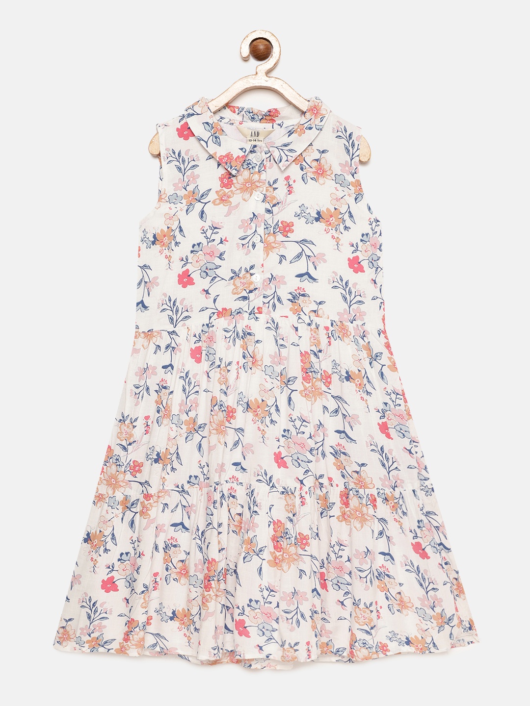 

AND Girls White Floral Fit and Flare Dress