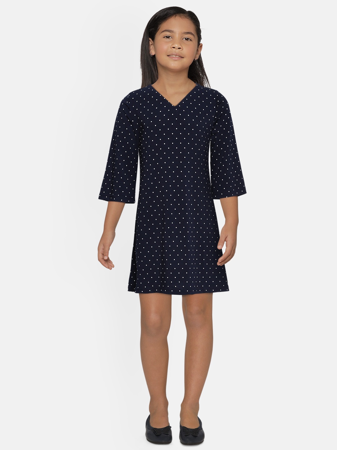 

AND Girls Blue Polka Dots A-Line Dress
