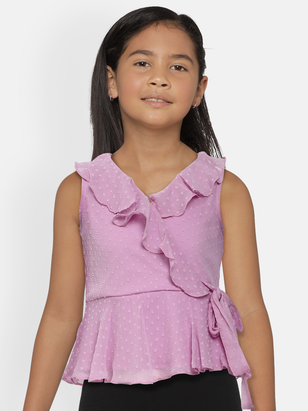 

AND Girls Lavender Self-Design Top