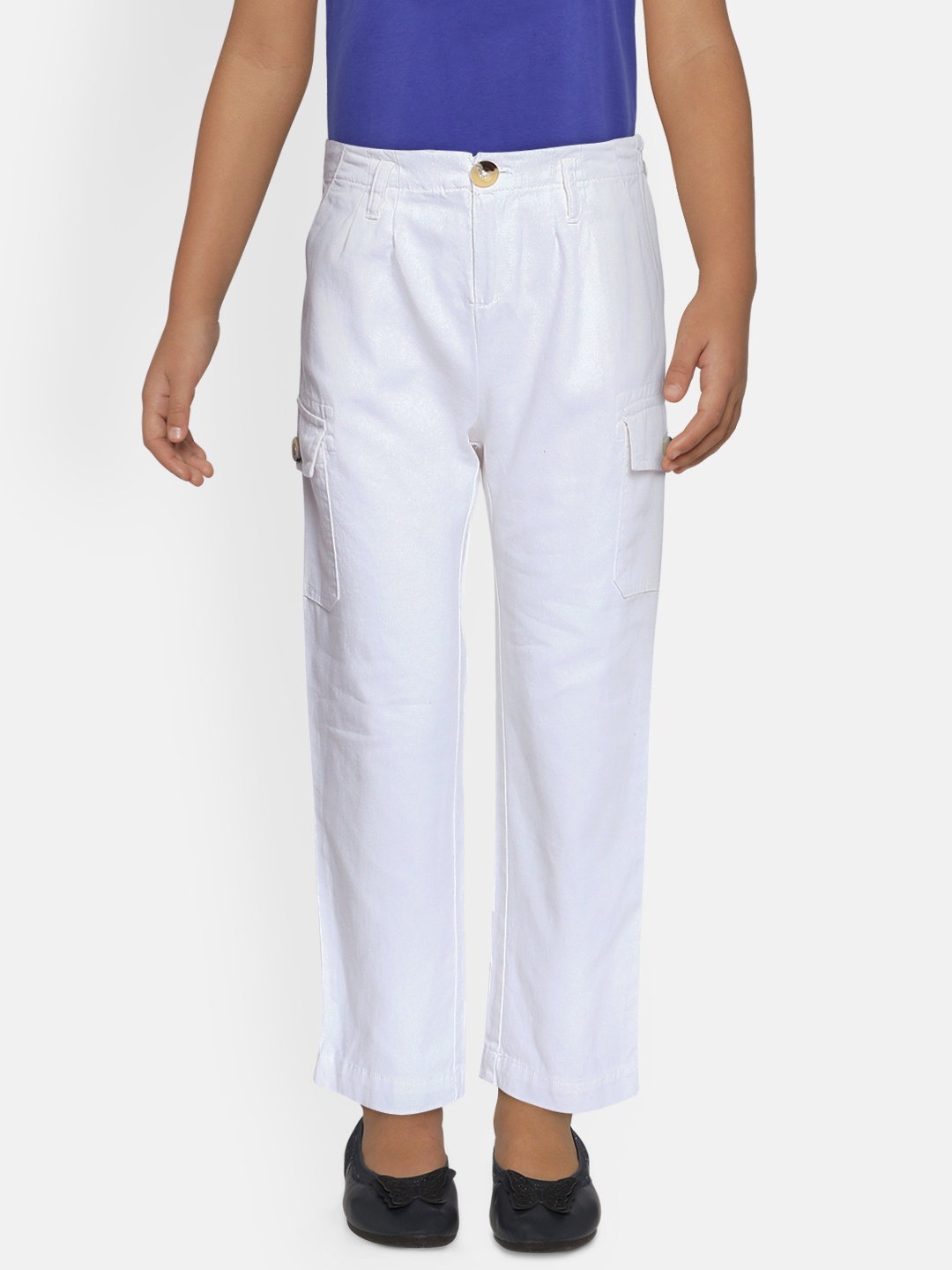 

AND Girls White Regular Fit Solid Pure Cotton Regular Trousers