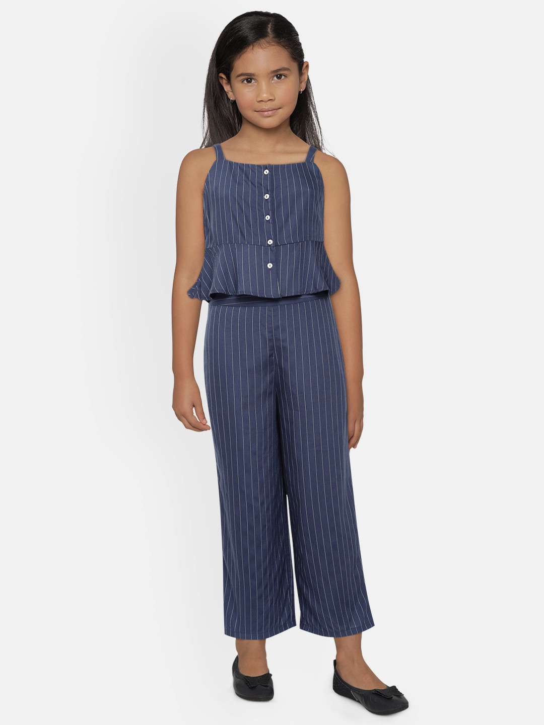 

AND Girls Blue Striped Top with Palazzos