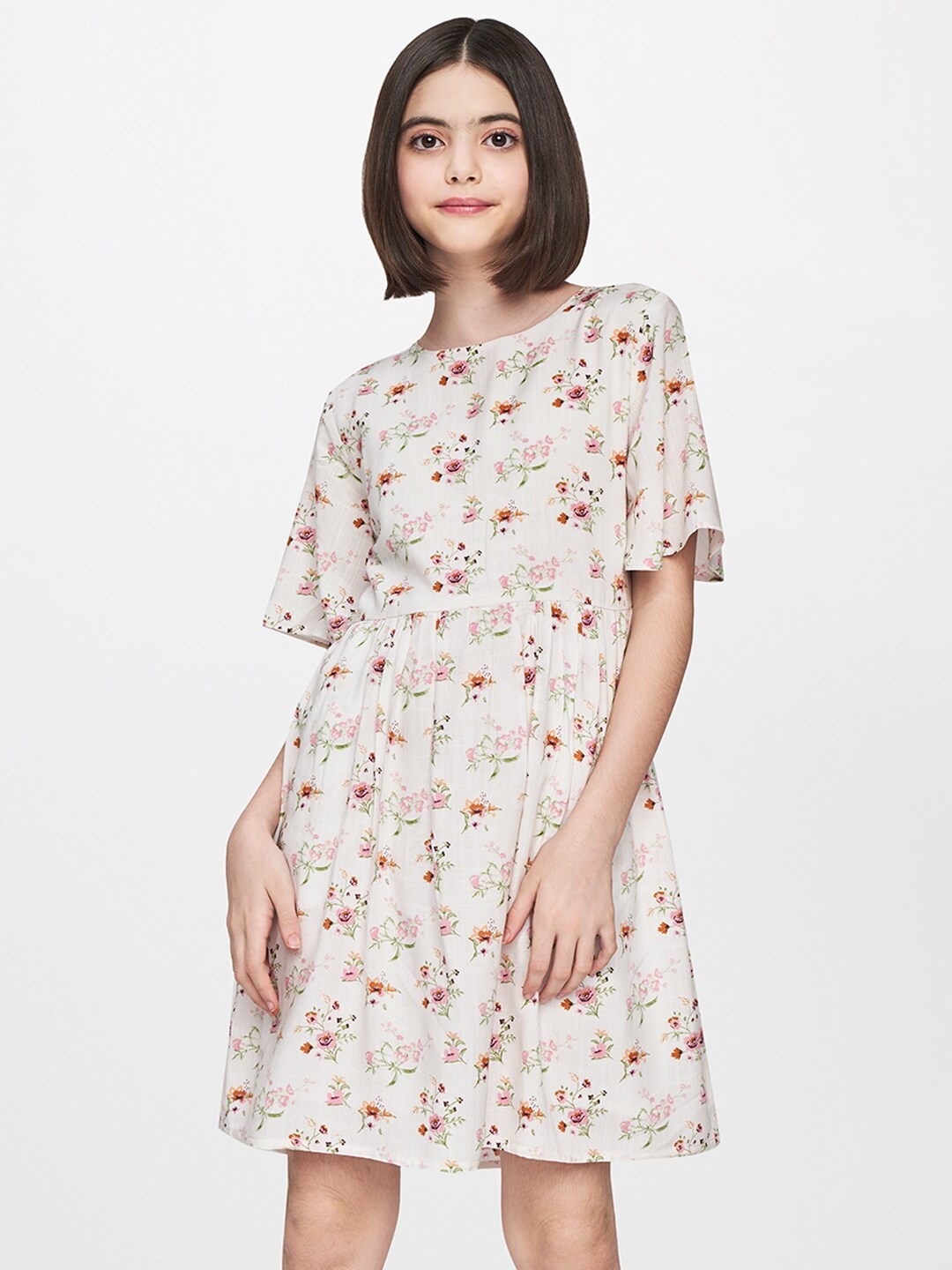 

AND White & Yellow Floral Fit & Flare Dress