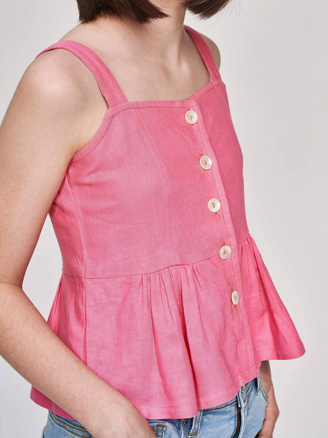

AND Pink Linen Shirt Style Top