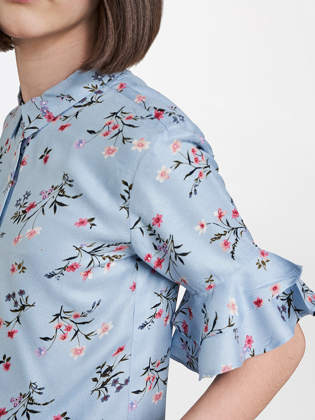 

AND Girls Blue Floral Printed Casual Shirt