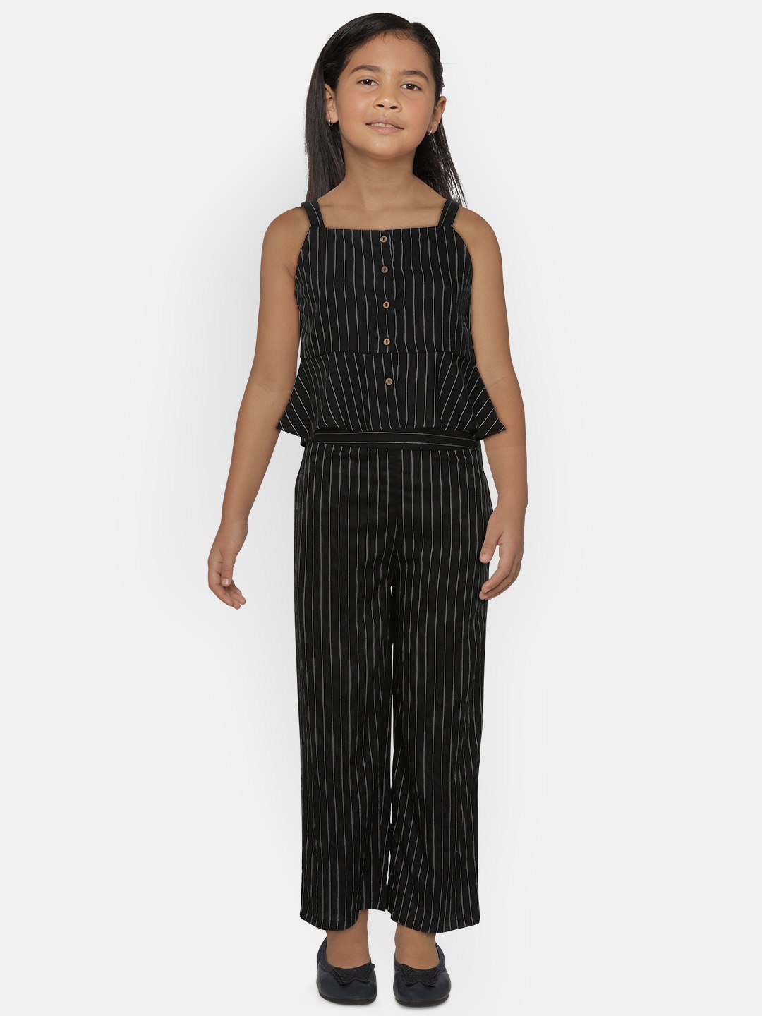 

AND Girls Black Striped Top with Palazzos
