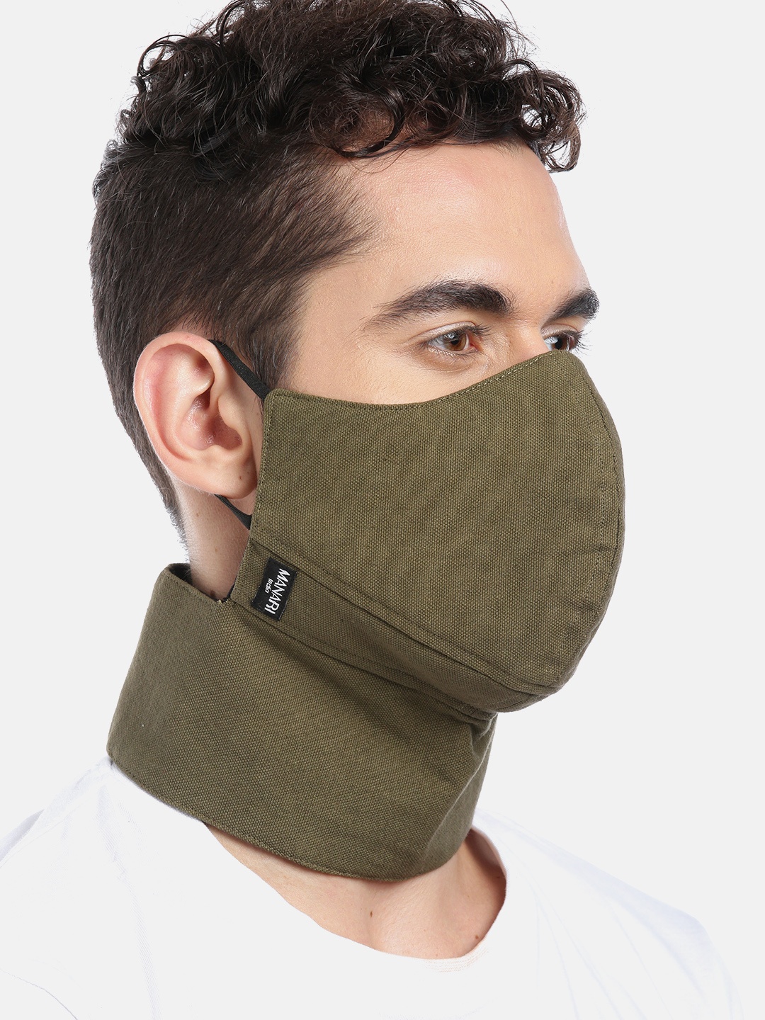 

MANARI India Men Olive Green Reusable 5-Ply Full Coverage Sustainable Cloth Biker Mask