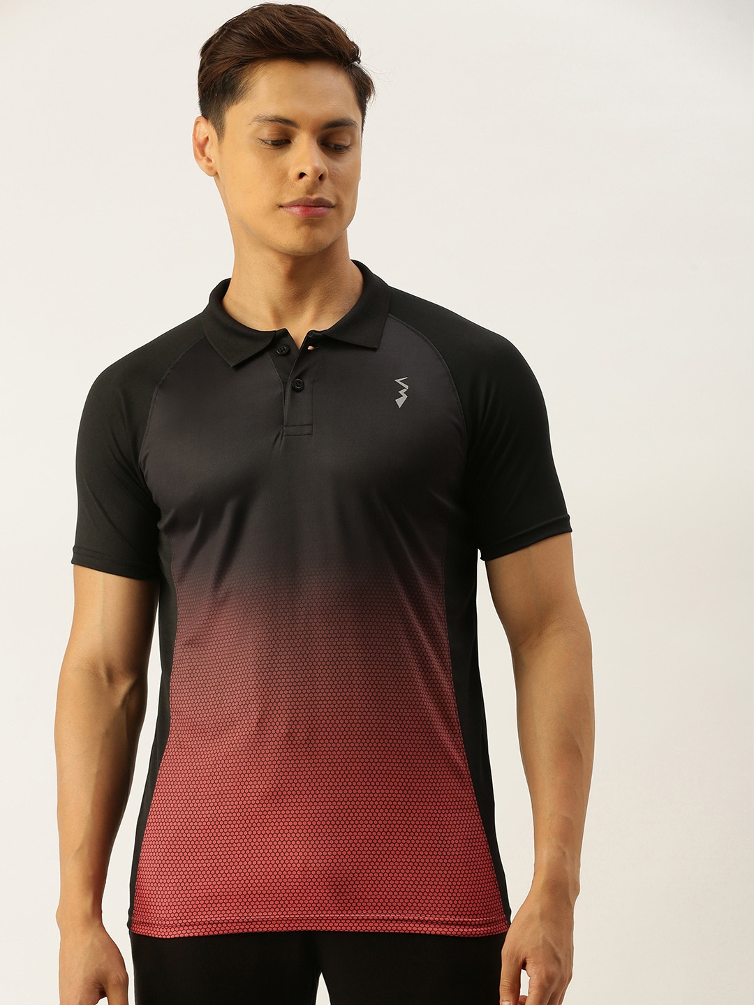 

Campus Sutra Men Red & Black Ombre Effect Polo Collar Sports T-shirt