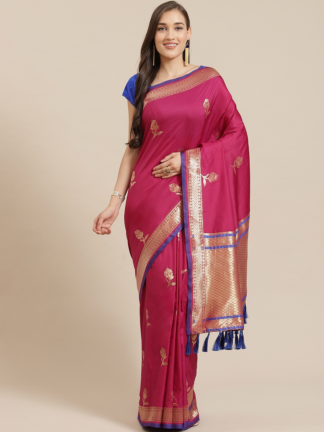 

Mitera Purple & Golden Zari Woven Design Banarasi Saree