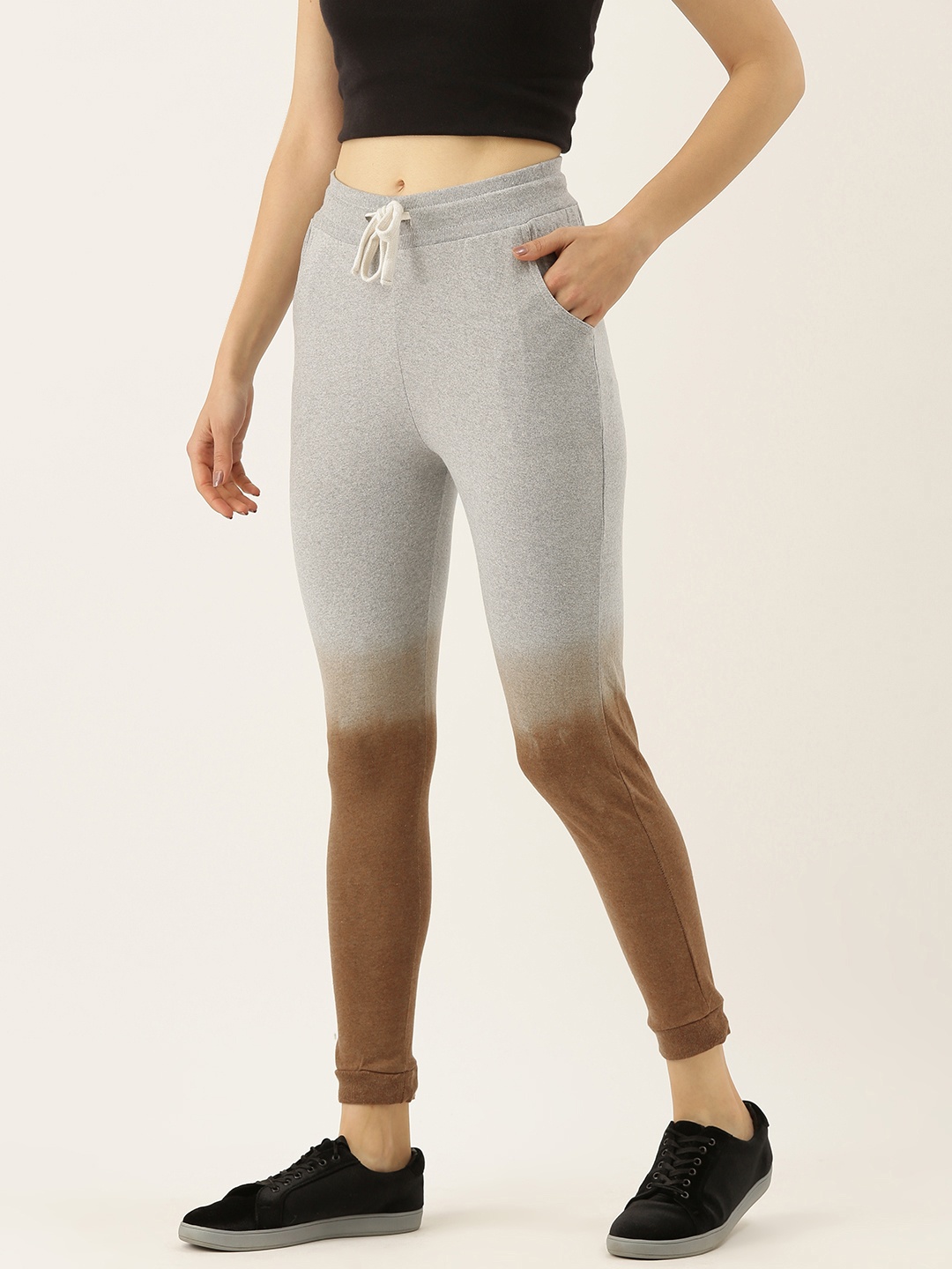 

Campus Sutra Women Grey & Brown Ombre Straight Fit Joggers